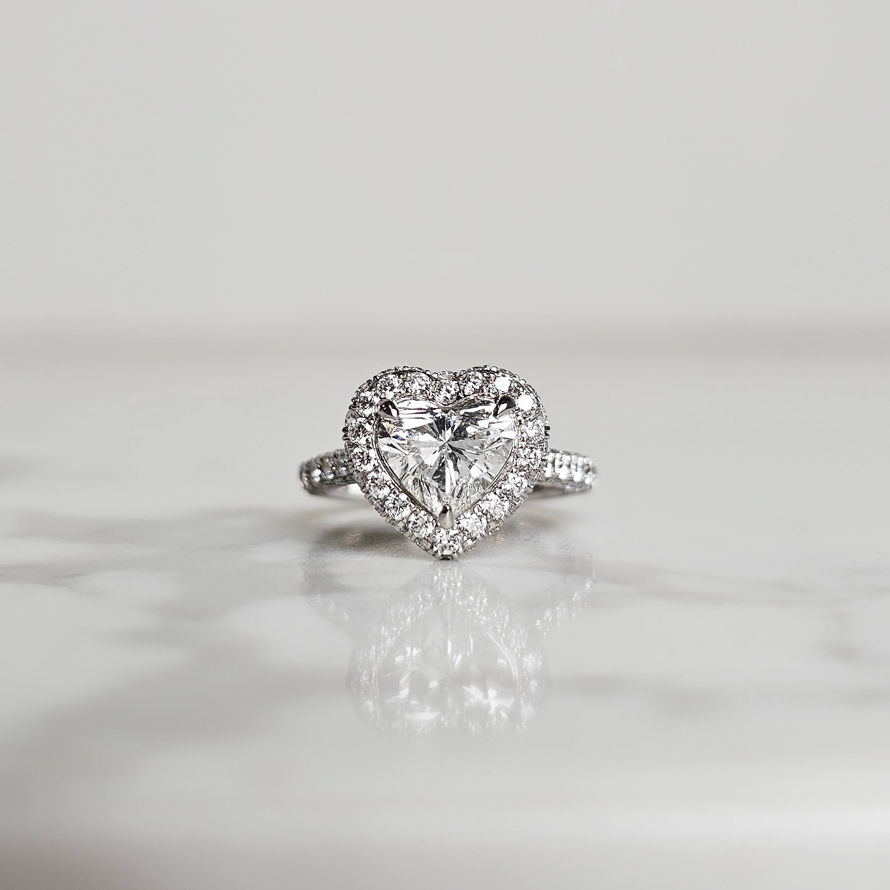 Heart Shape Halo Engagement Ring