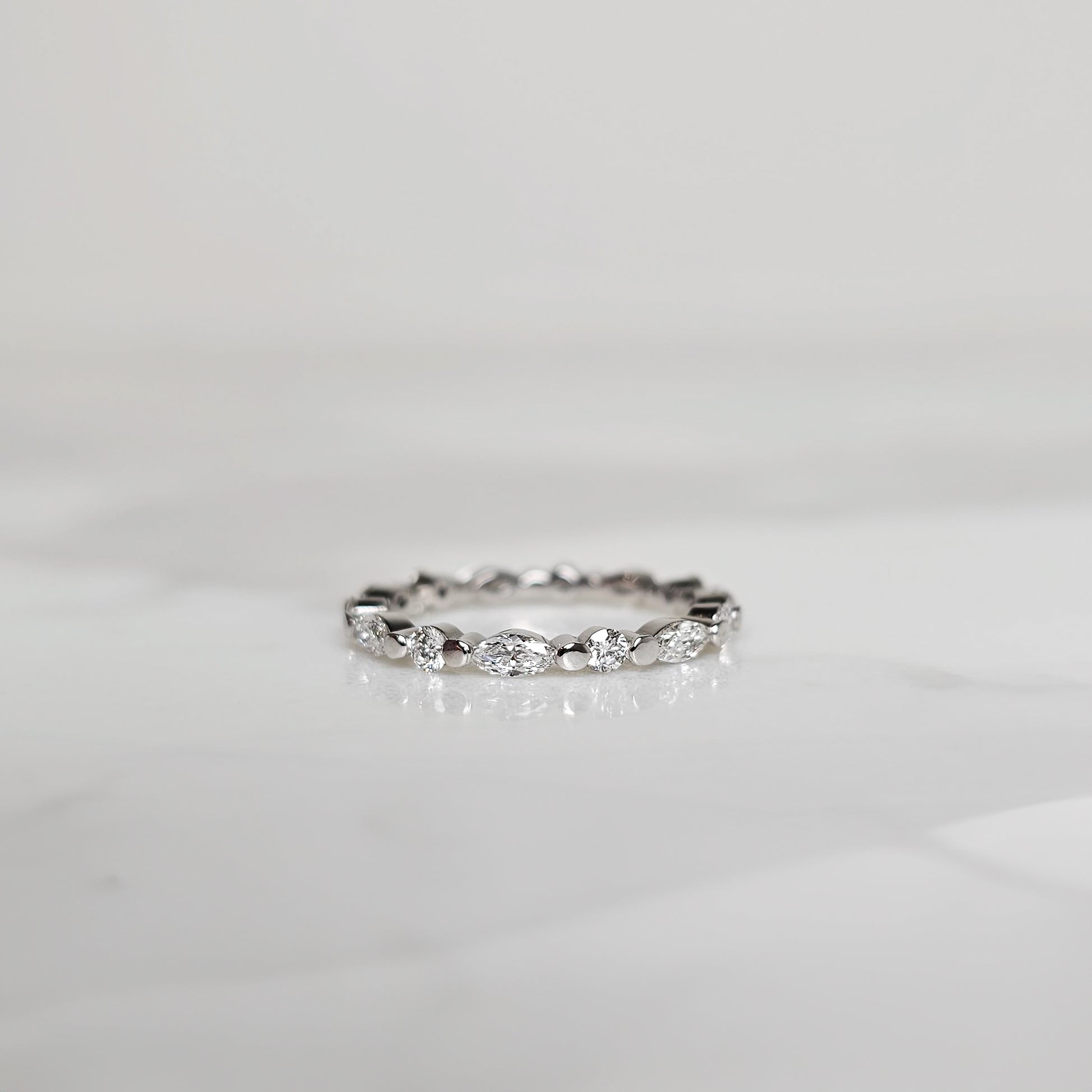 Diamond Eternity Band with Alternating Shapes - Round Brilliant & Marquise