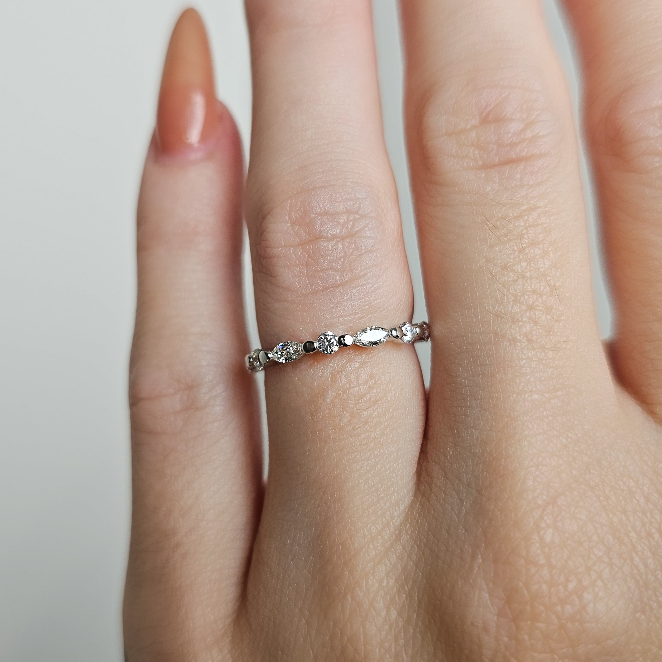 Diamond Eternity Band with Alternating Shapes - Round Brilliant & Marquise