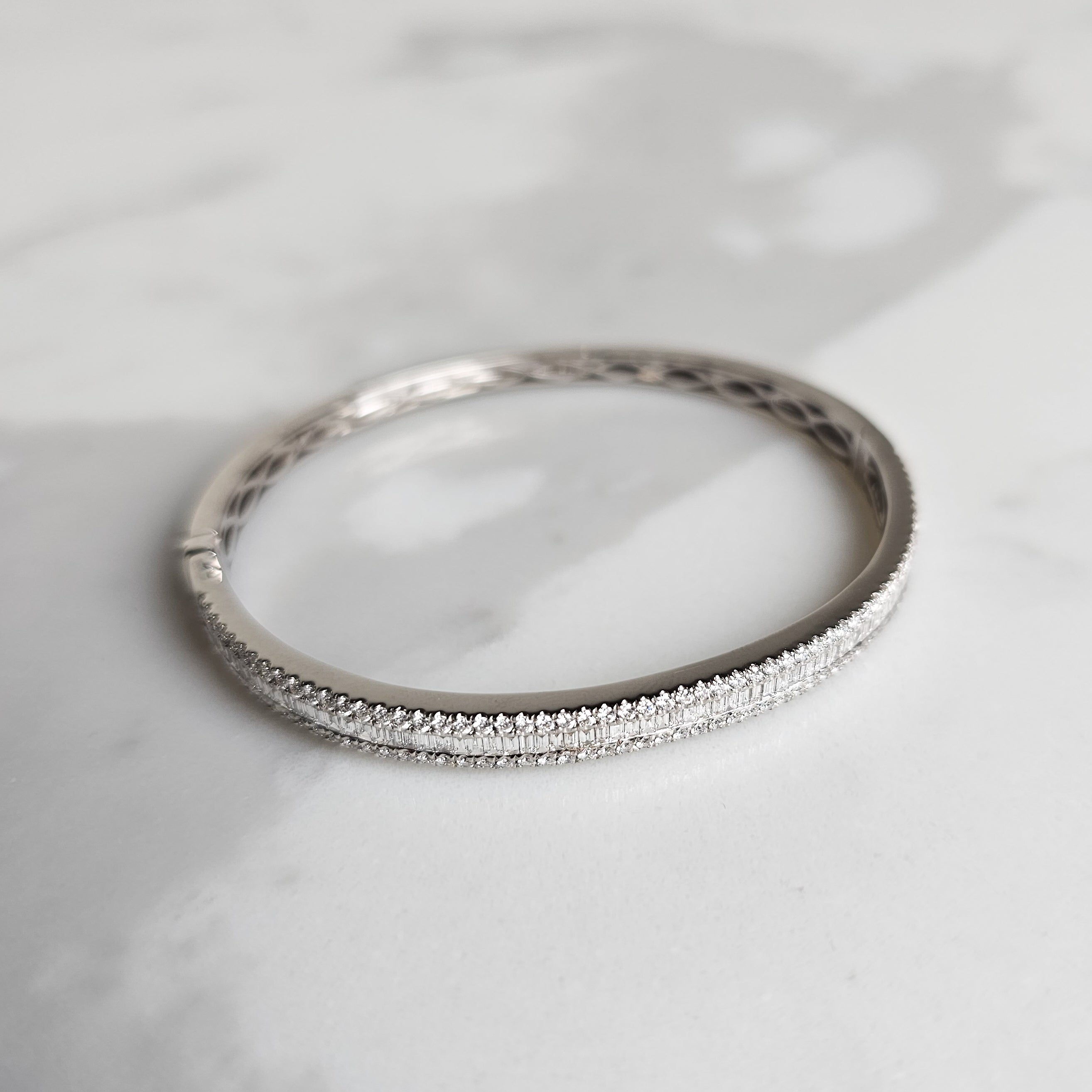 White Gold & Baguette Diamond Bangle - 1.74ct