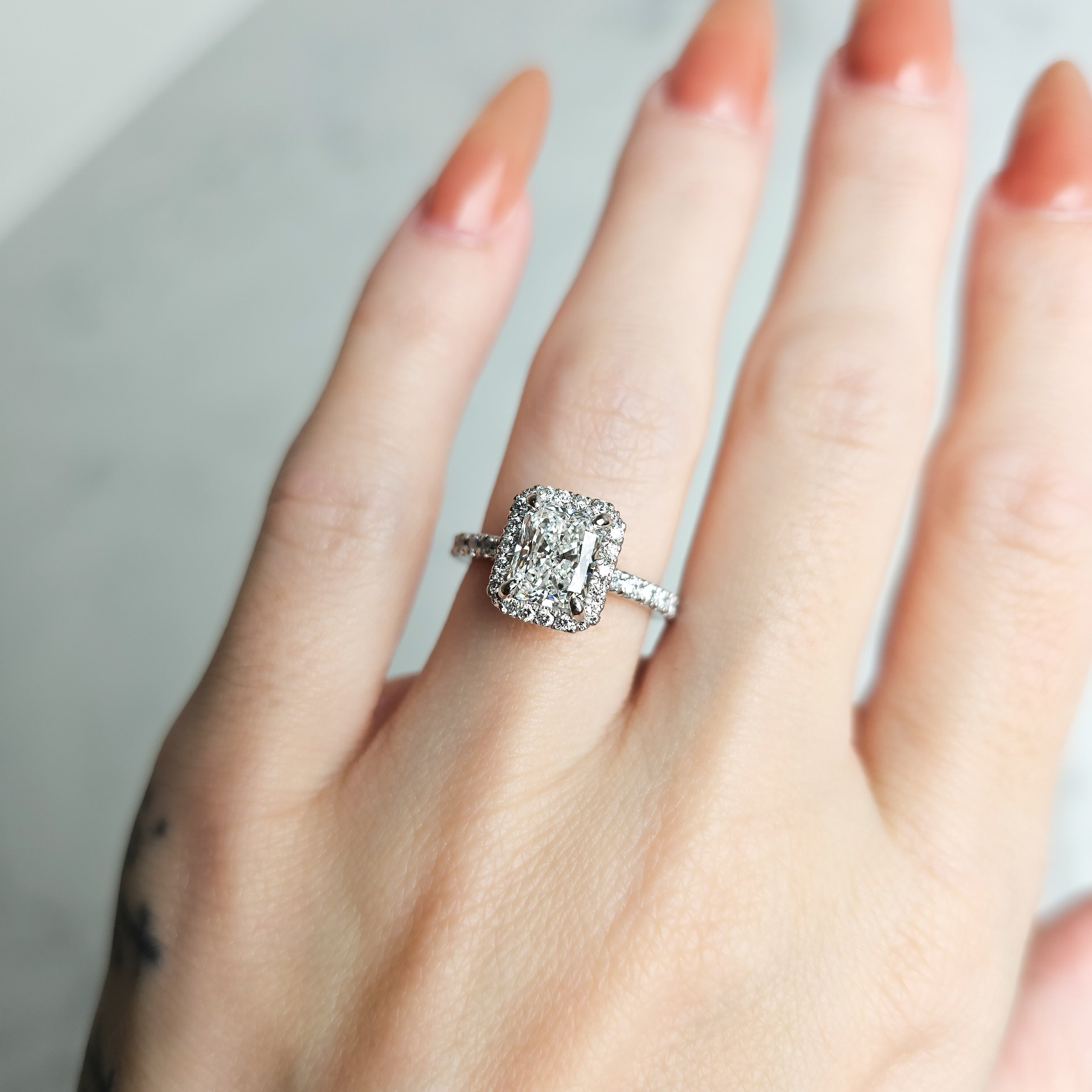 Radiant Cut Halo Engagement Ring