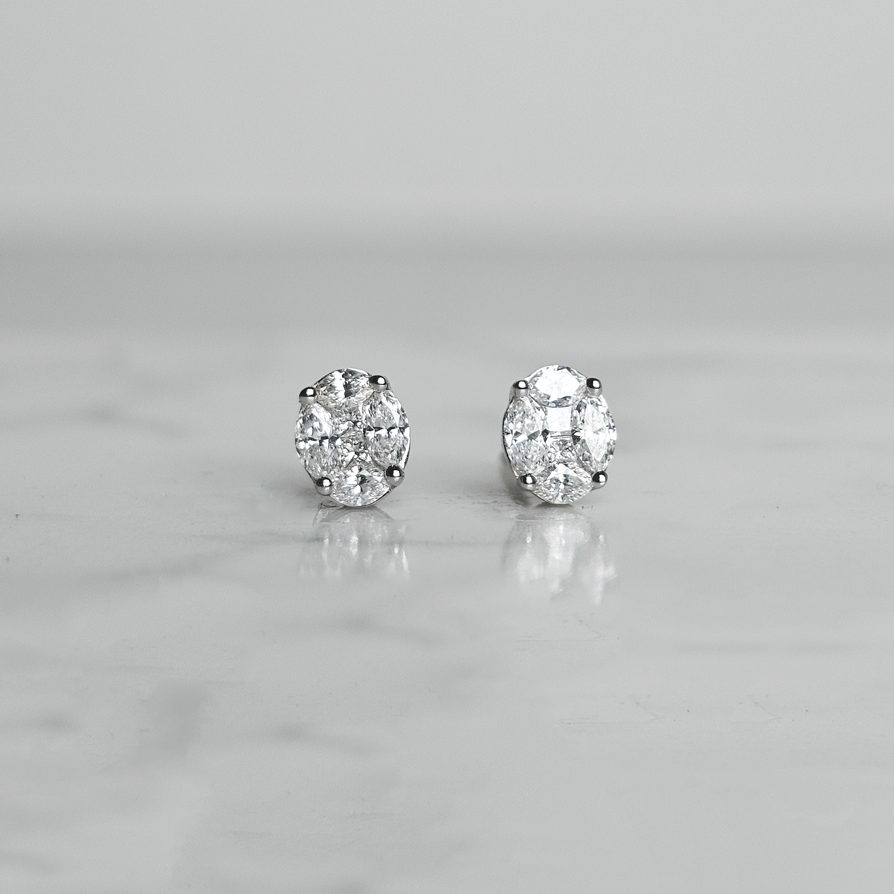 Oval Shape Illusion Diamond Studs