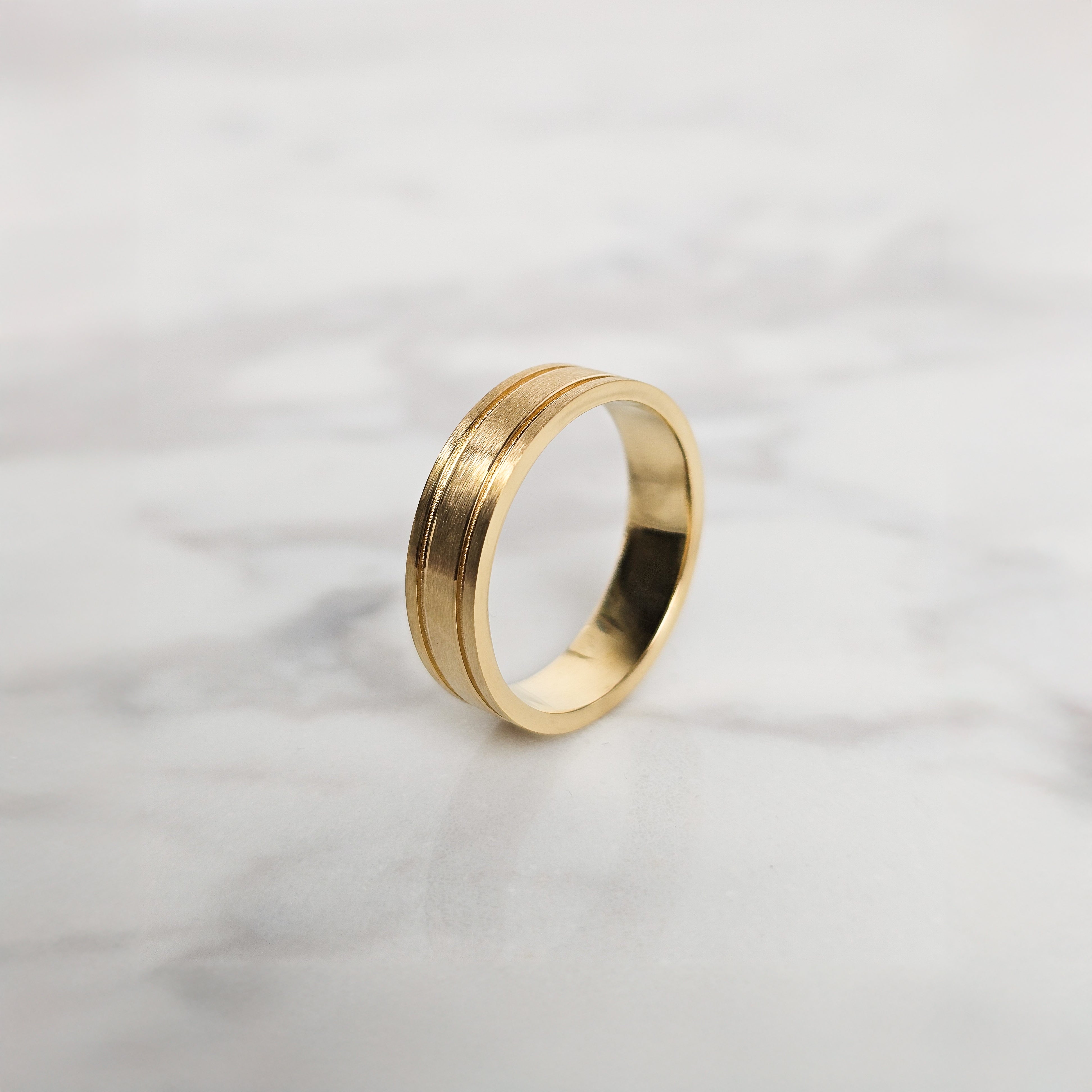 Double Channel Wedding Band - Brushed Finish