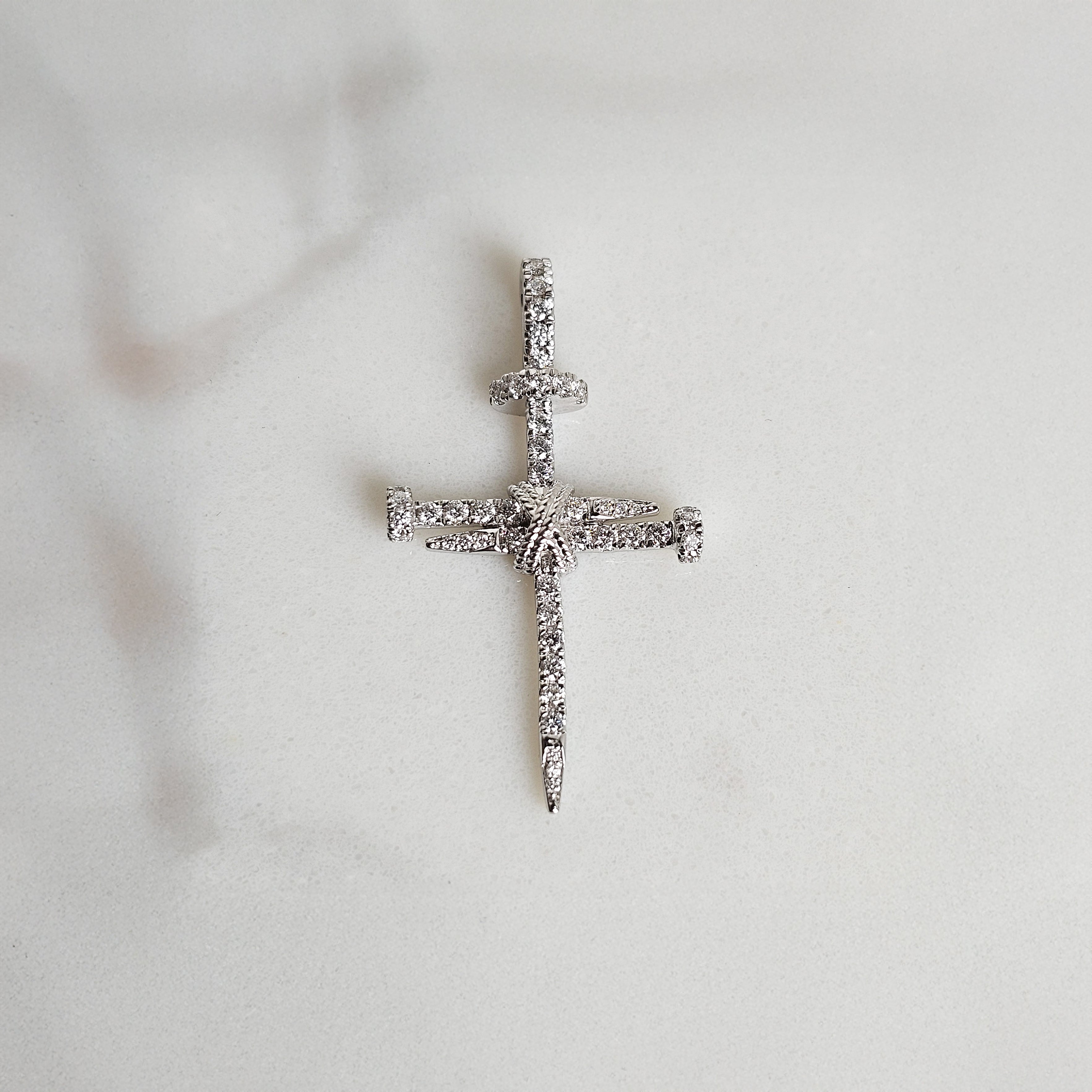 Small Diamond Nail Cross - White Gold