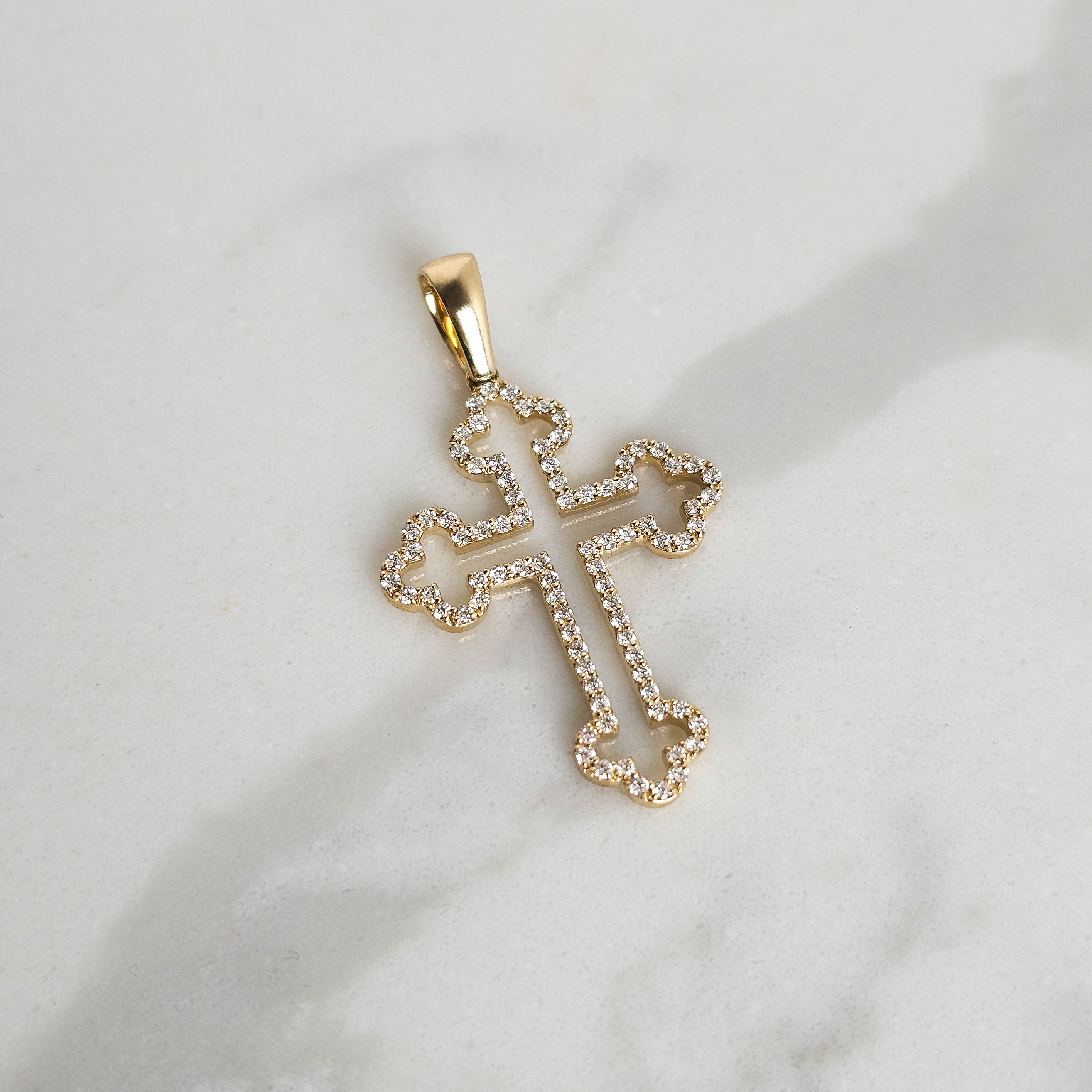 Open Style Cross - Yellow Gold