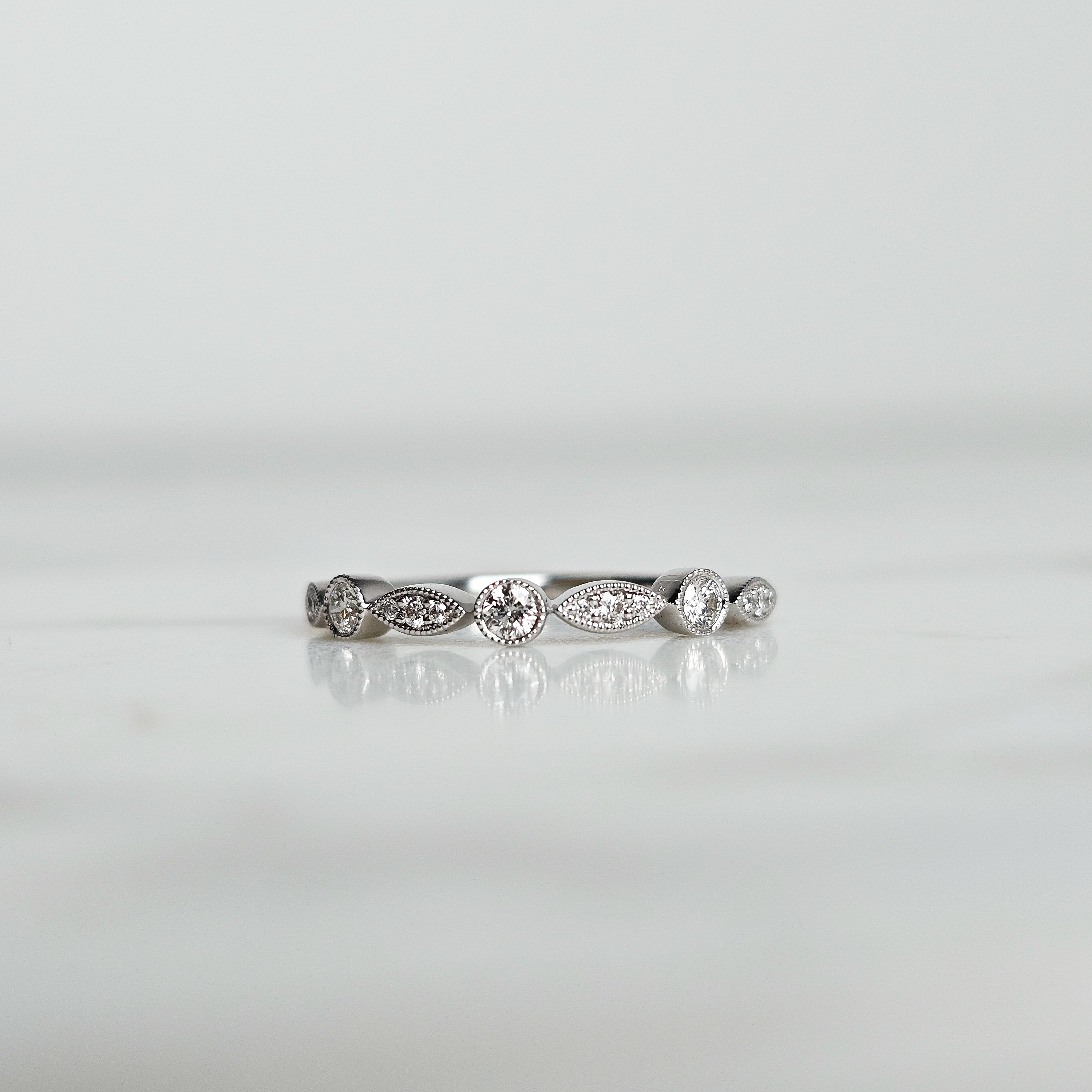 Diamond Alternating Shape Half Eternity Band