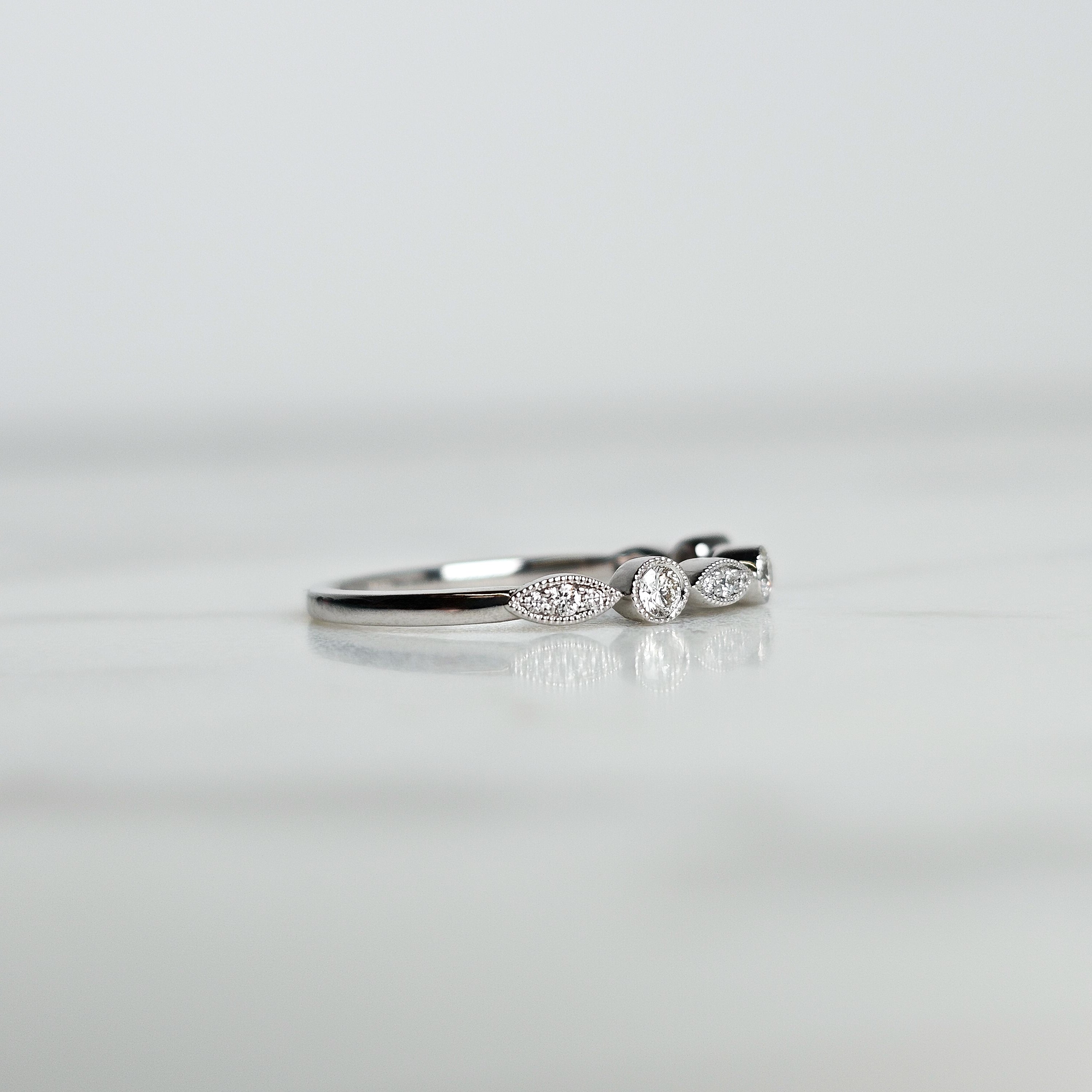 Diamond Alternating Shape Half Eternity Band