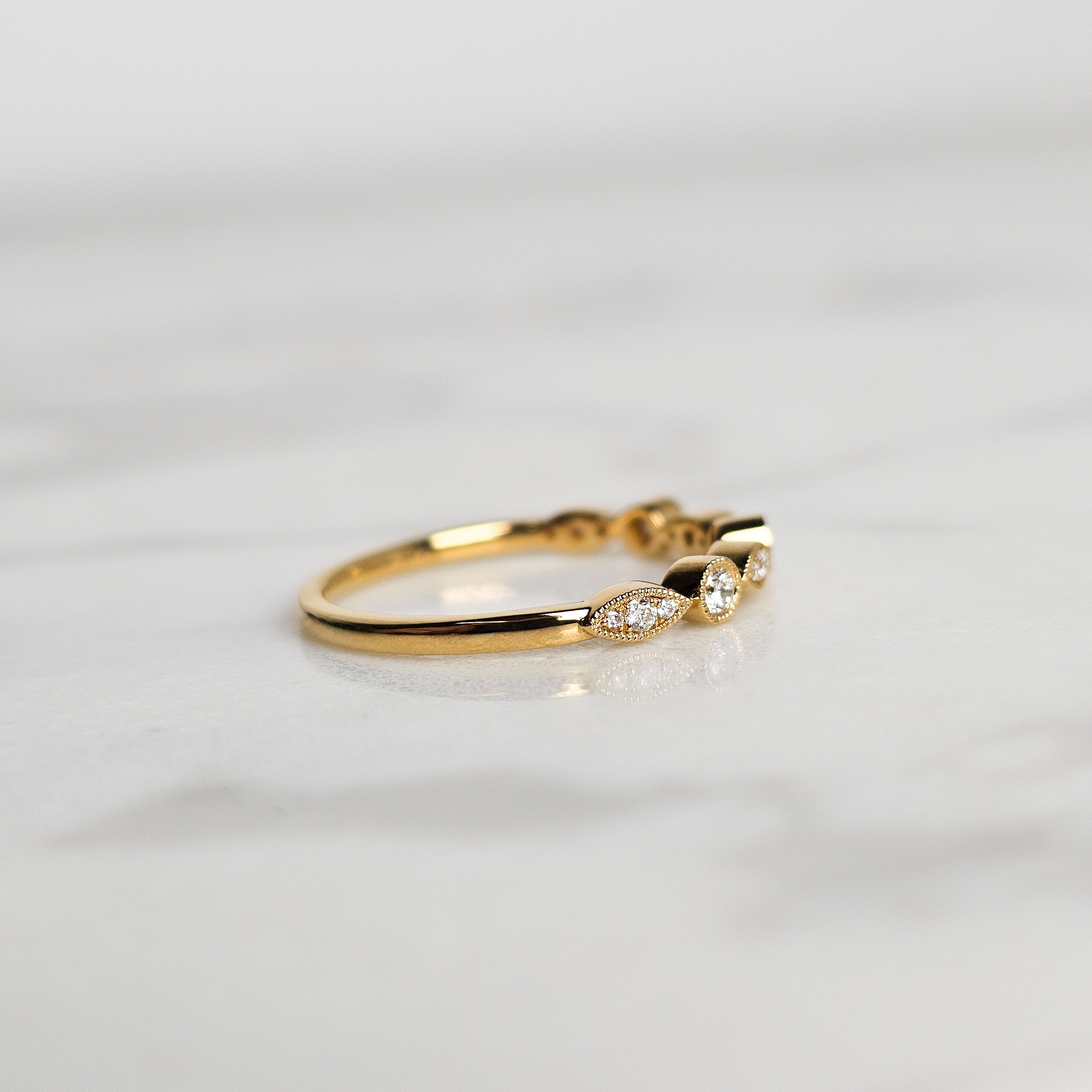 Diamond Alternating Shape Half Eternity Band