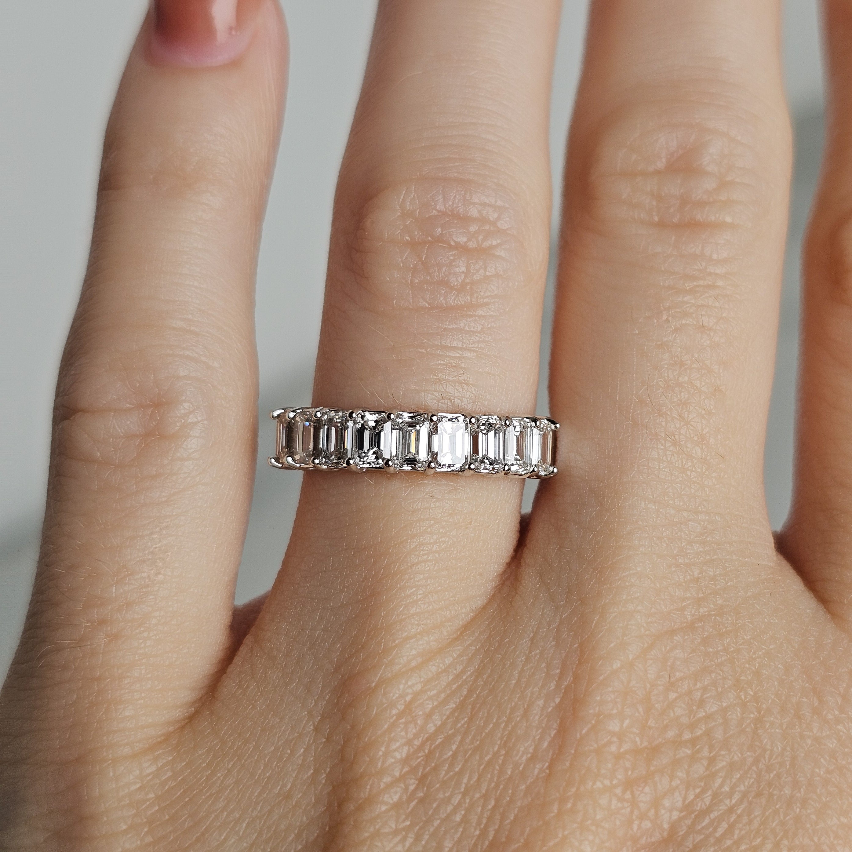 Diamond Half Eternity Band - Emerald Cut