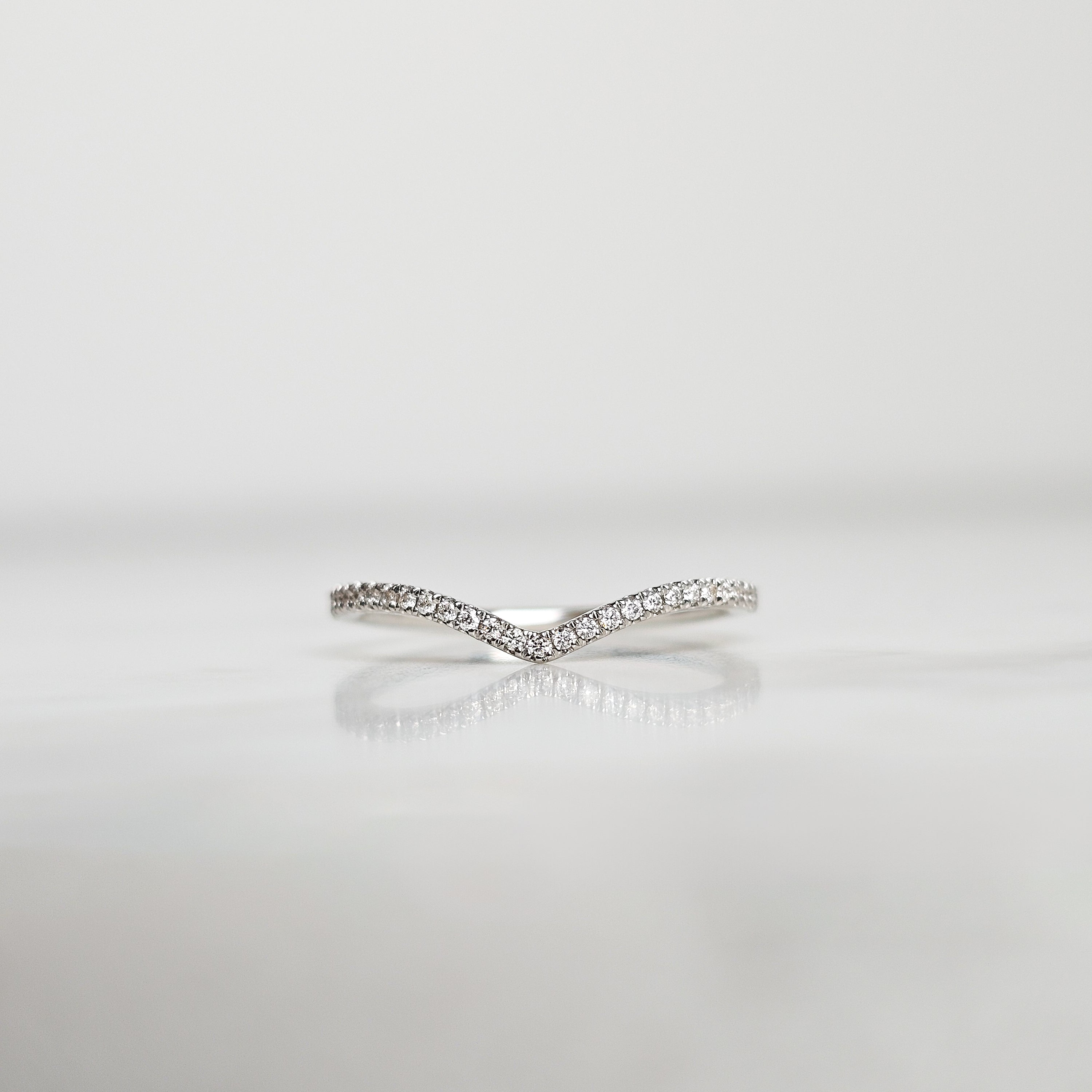 Diamond Pavé Chevron Half Eternity Band