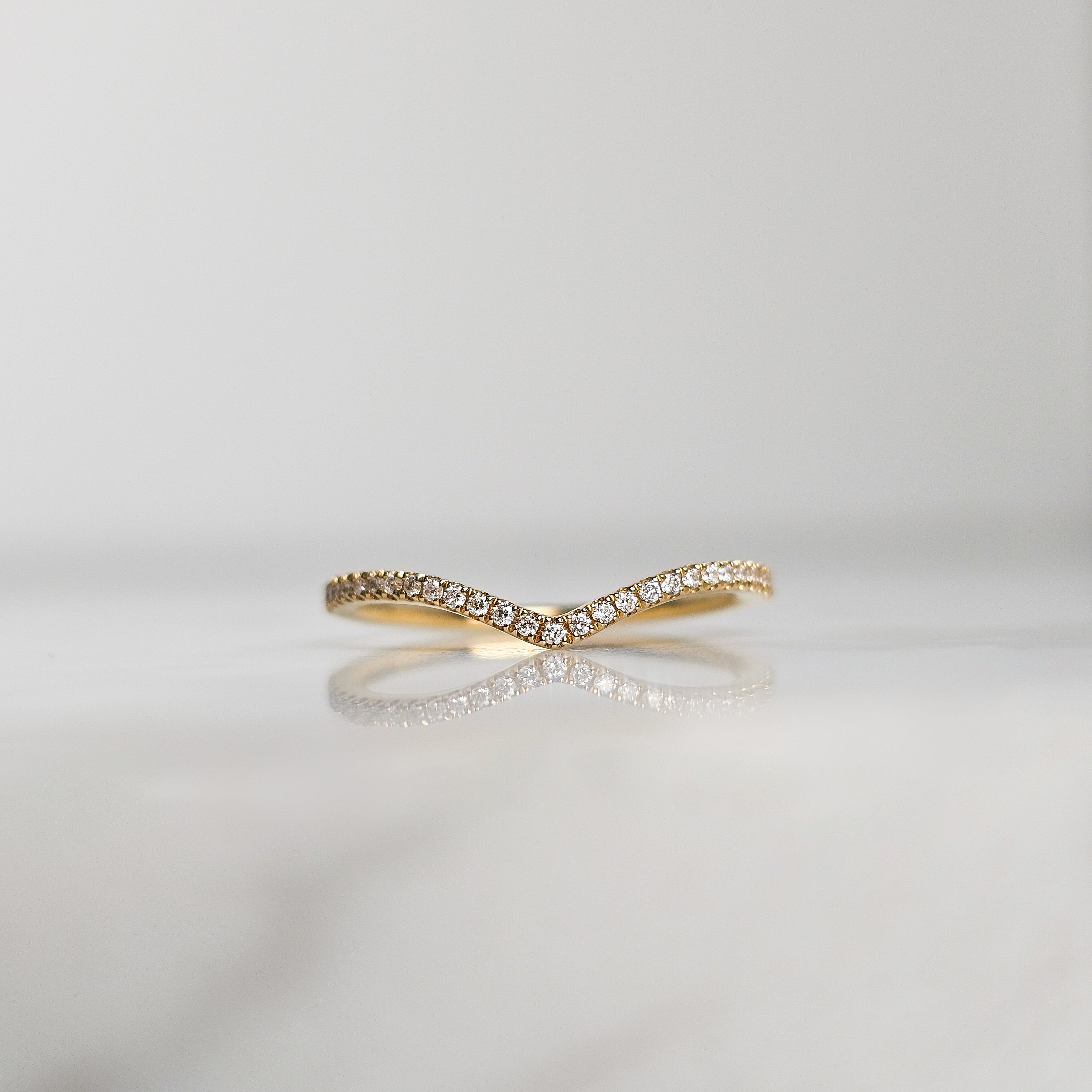 Diamond Pavé Chevron Half Eternity Band