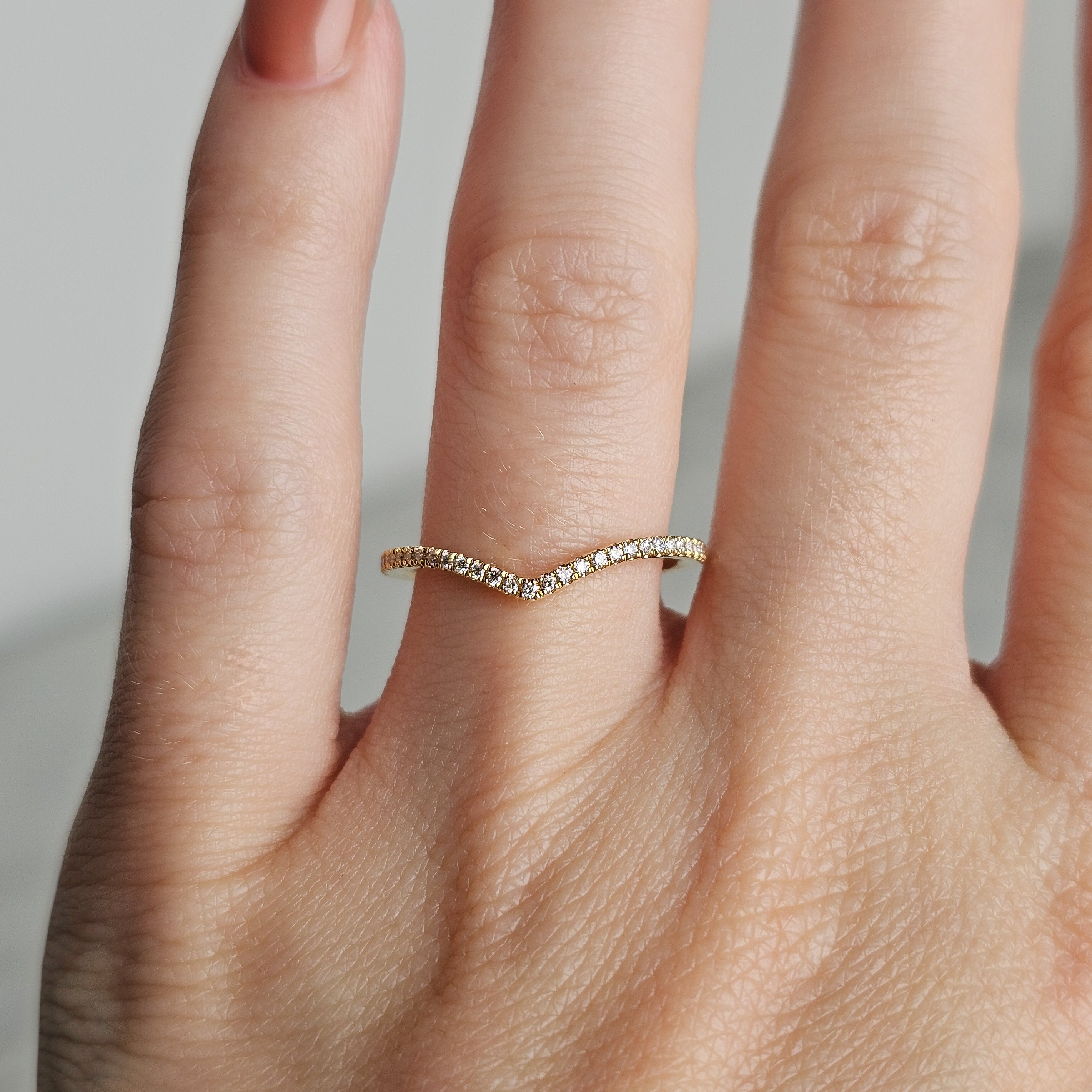Diamond Pavé Chevron Half Eternity Band