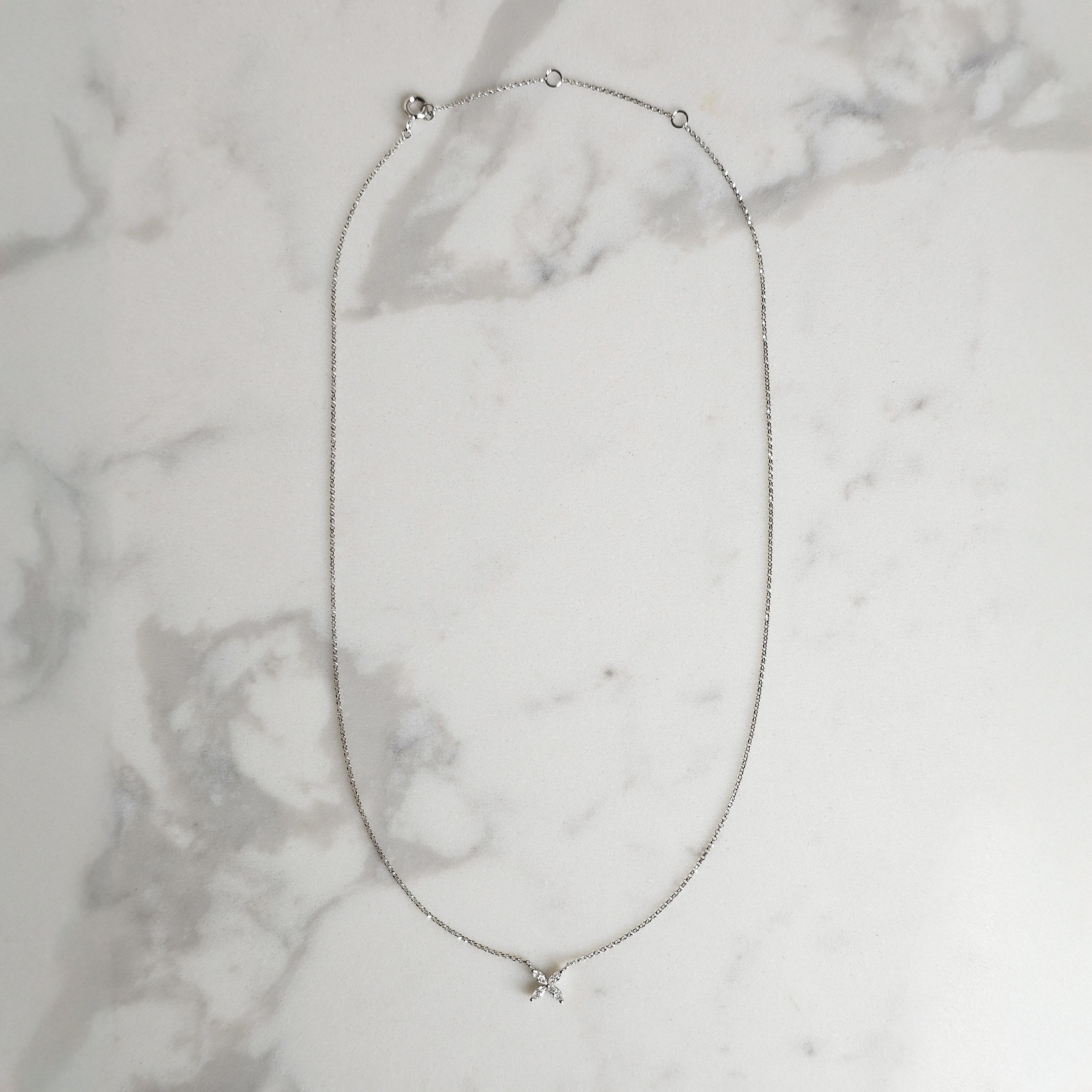 Marquise Floral Necklace - White Gold