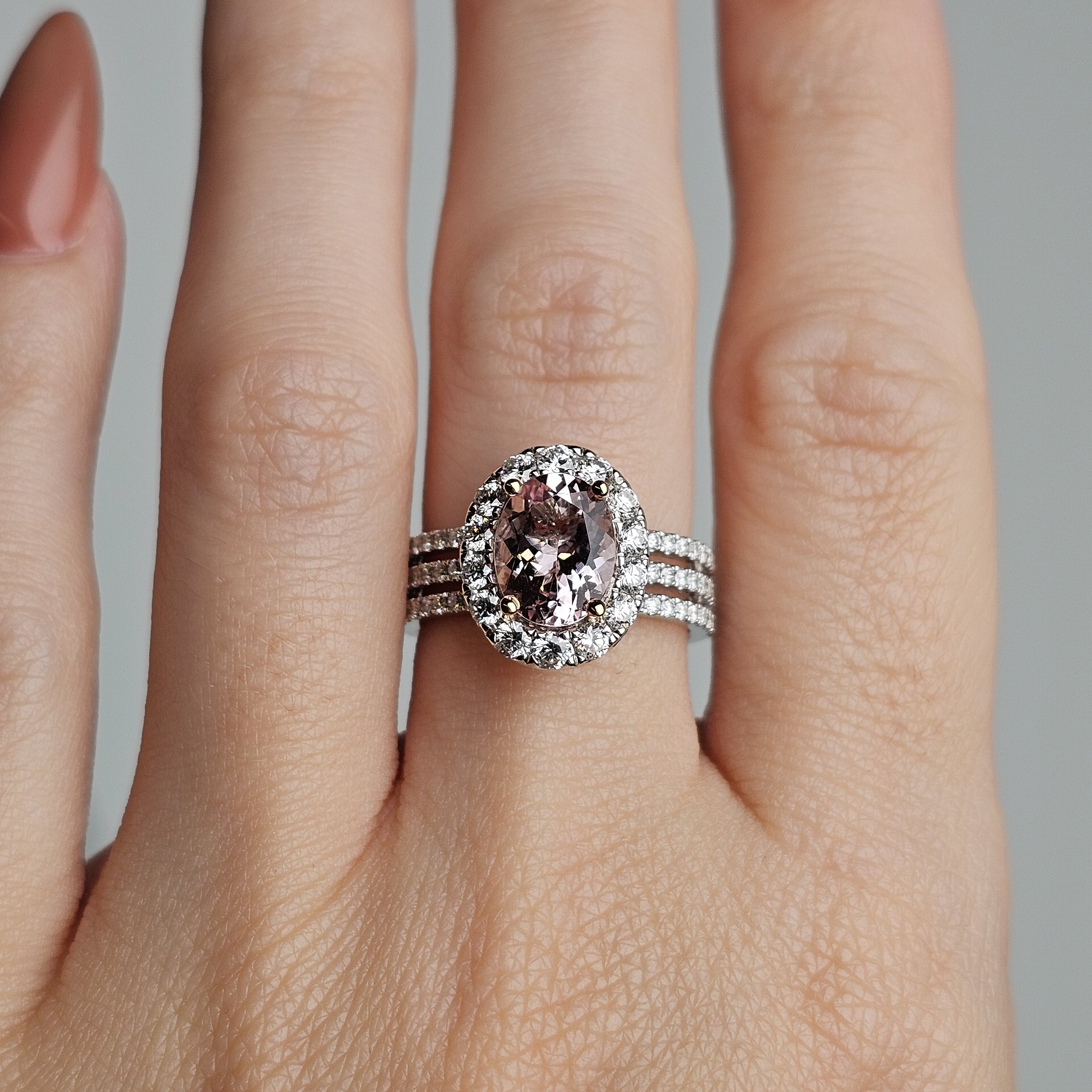 Morganite Triple Band Ring