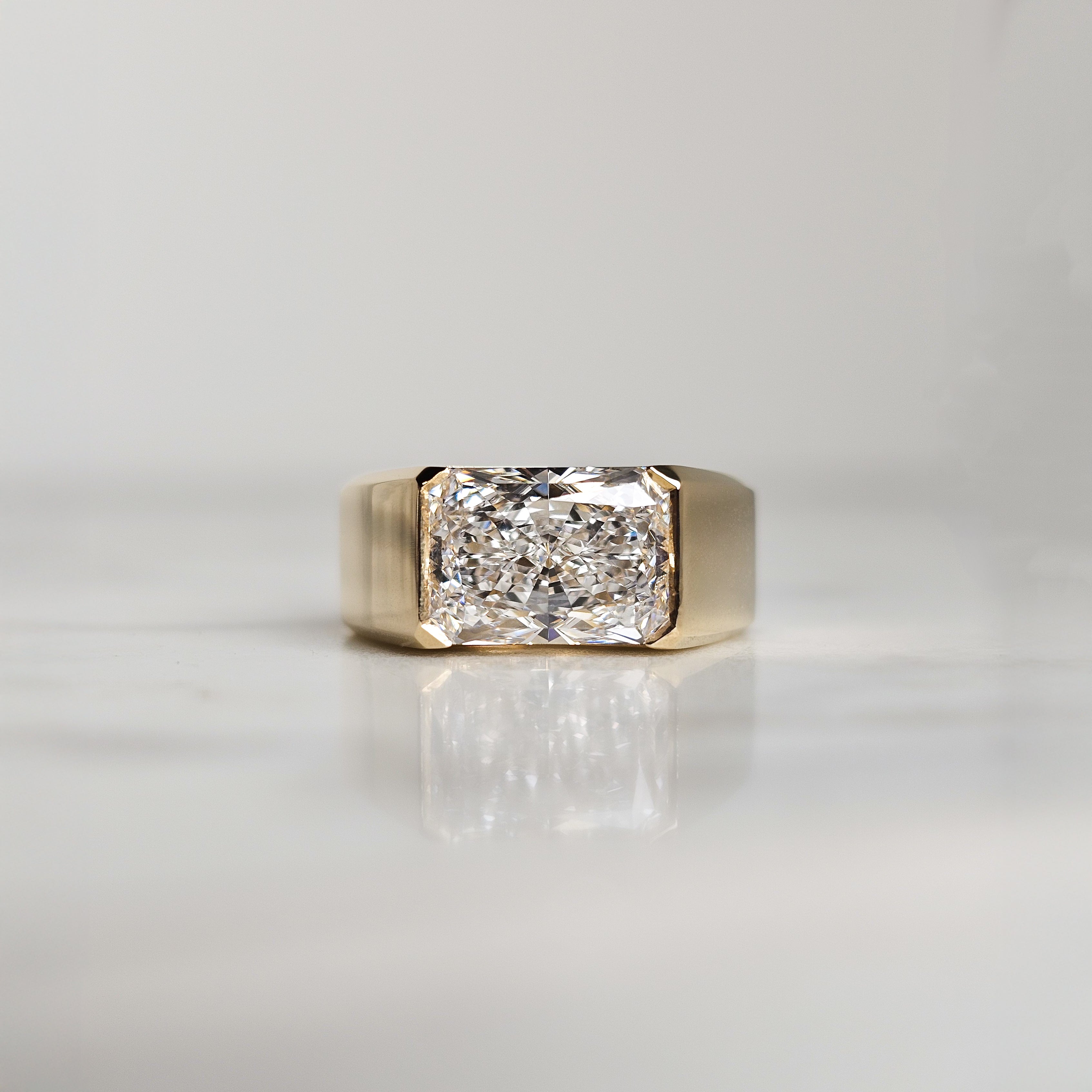 Half Bezel Signet Ring - Radiant Cut