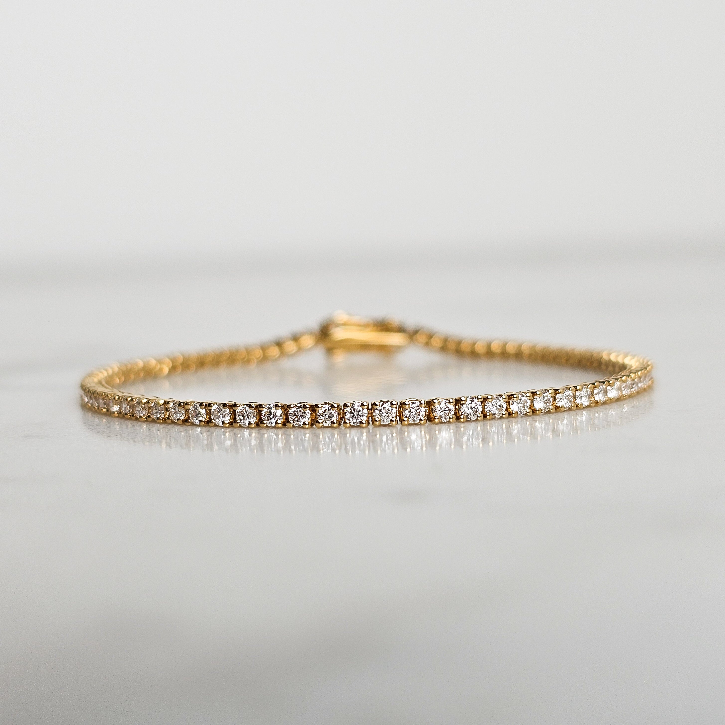 Yellow Gold & Diamond Tennis Bracelet - 1.68ct