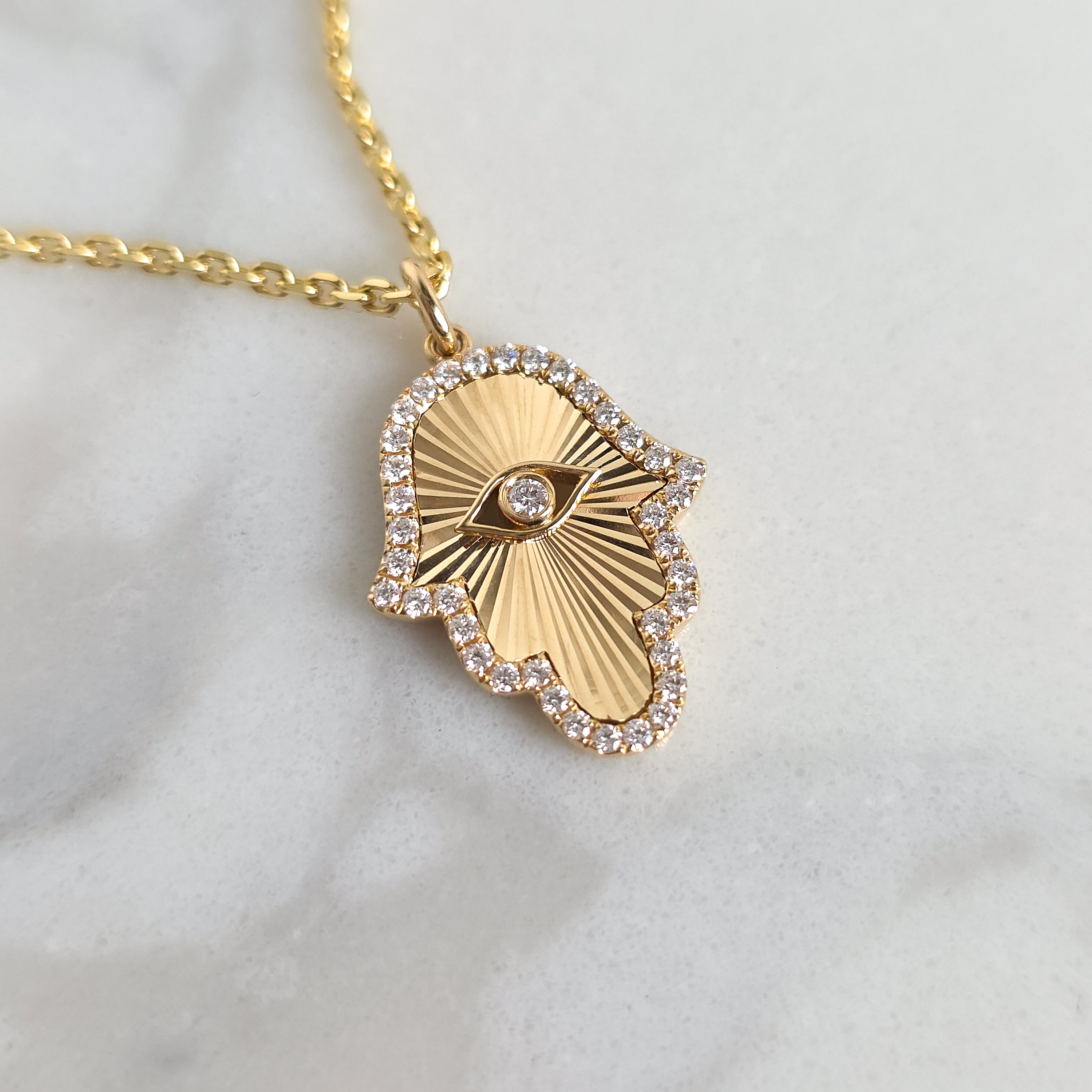 Evil Eye Hamsa Diamond Pendant
