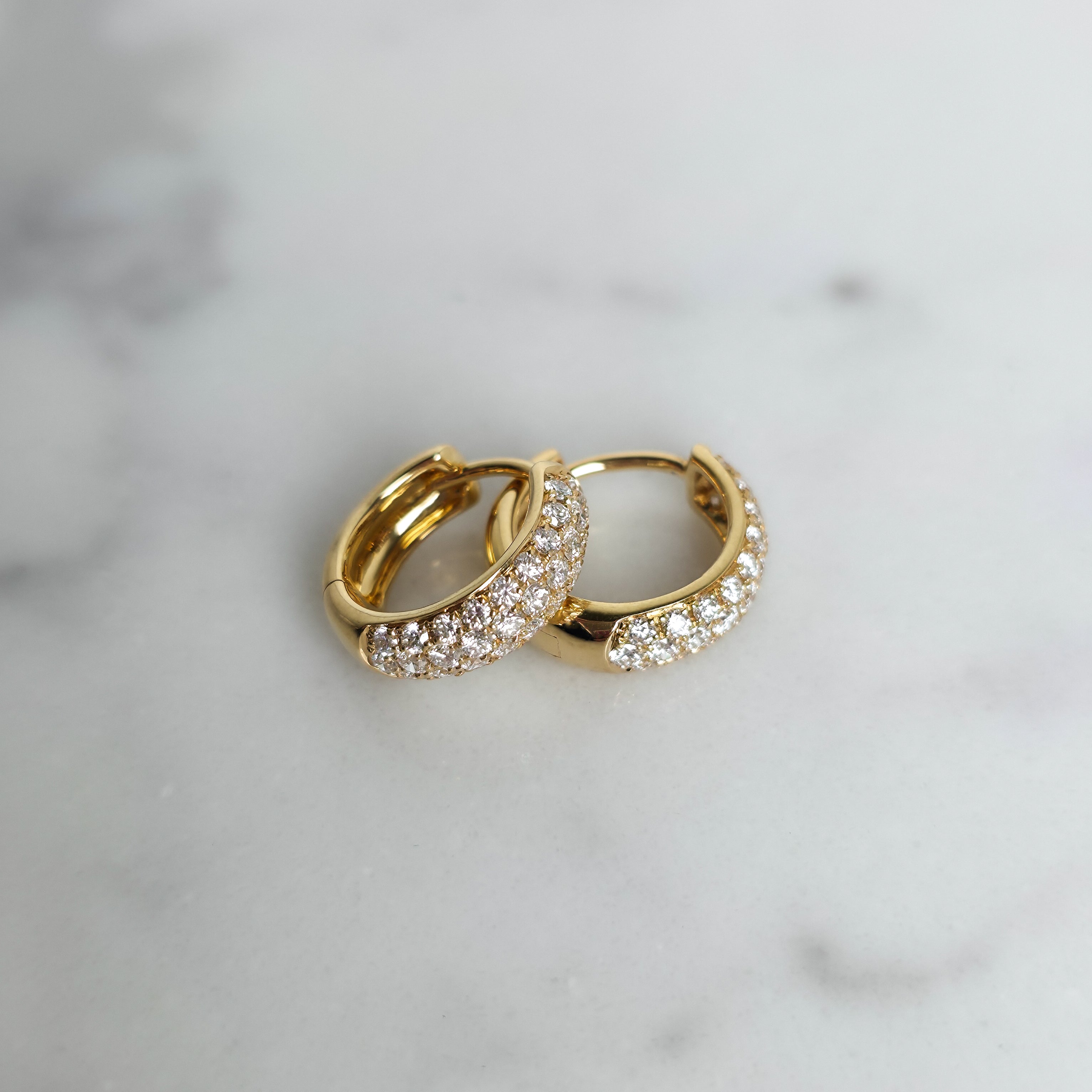 Yellow Gold & Diamond Huggies - 3 Row
