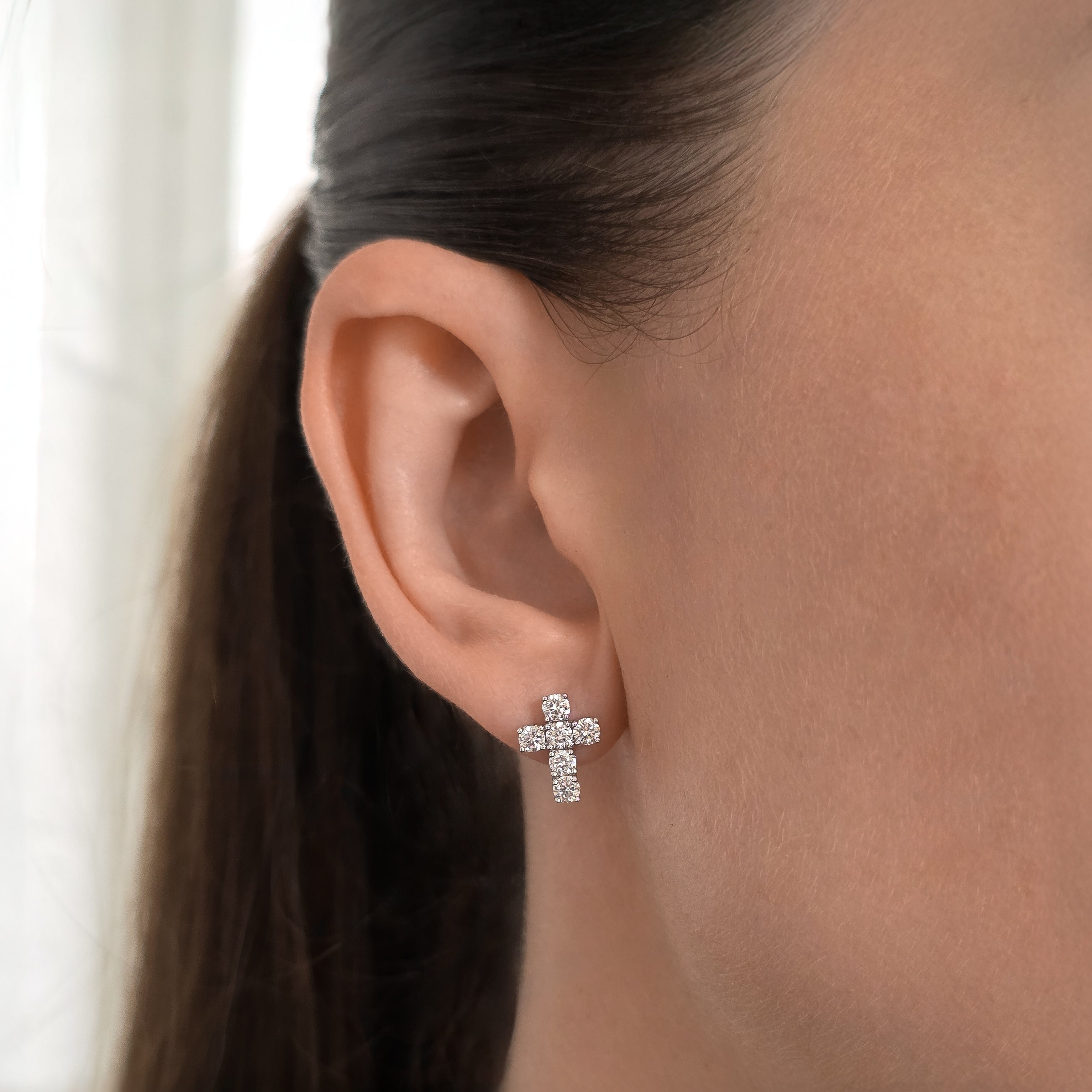 Diamond Cross Earrings