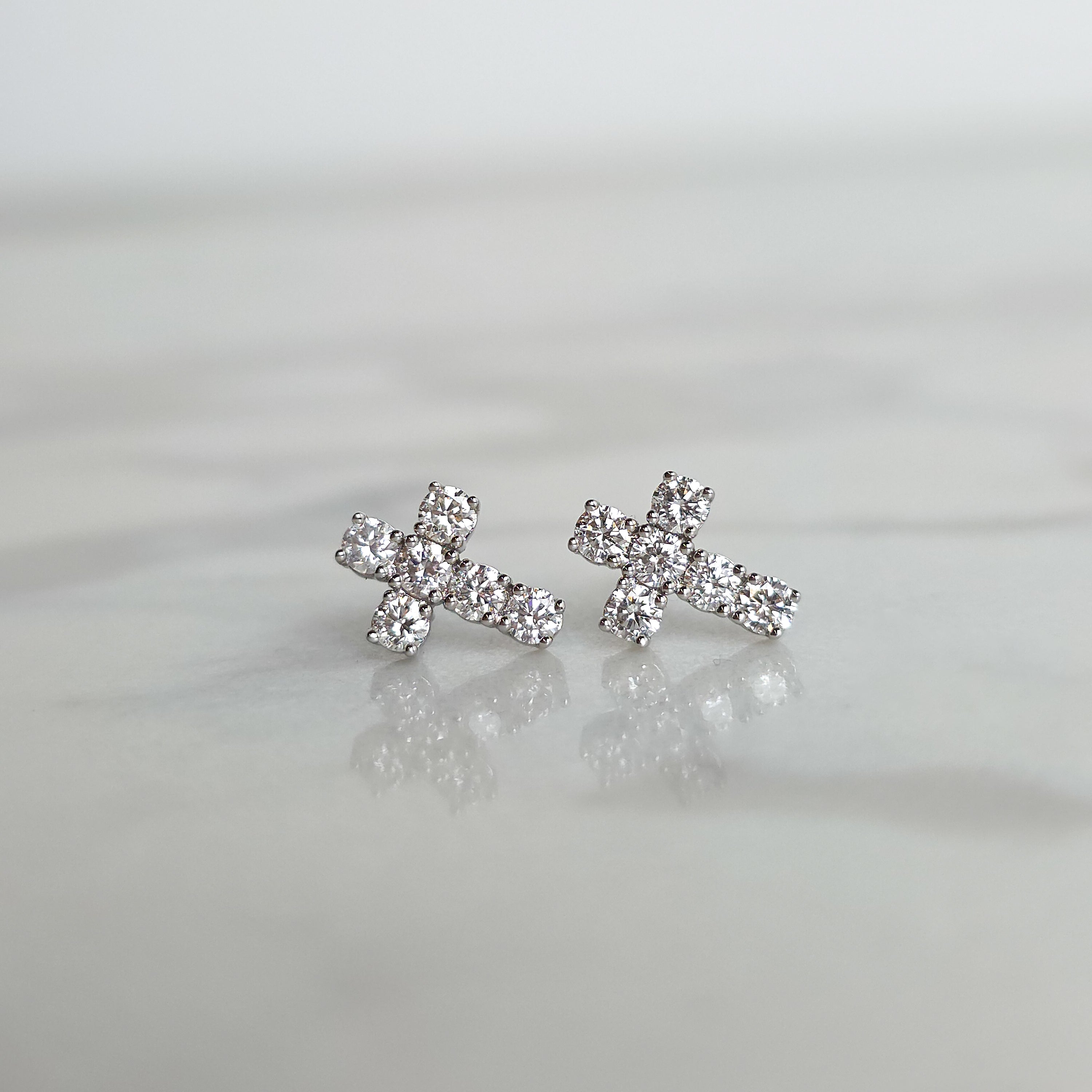 Diamond Cross Earrings