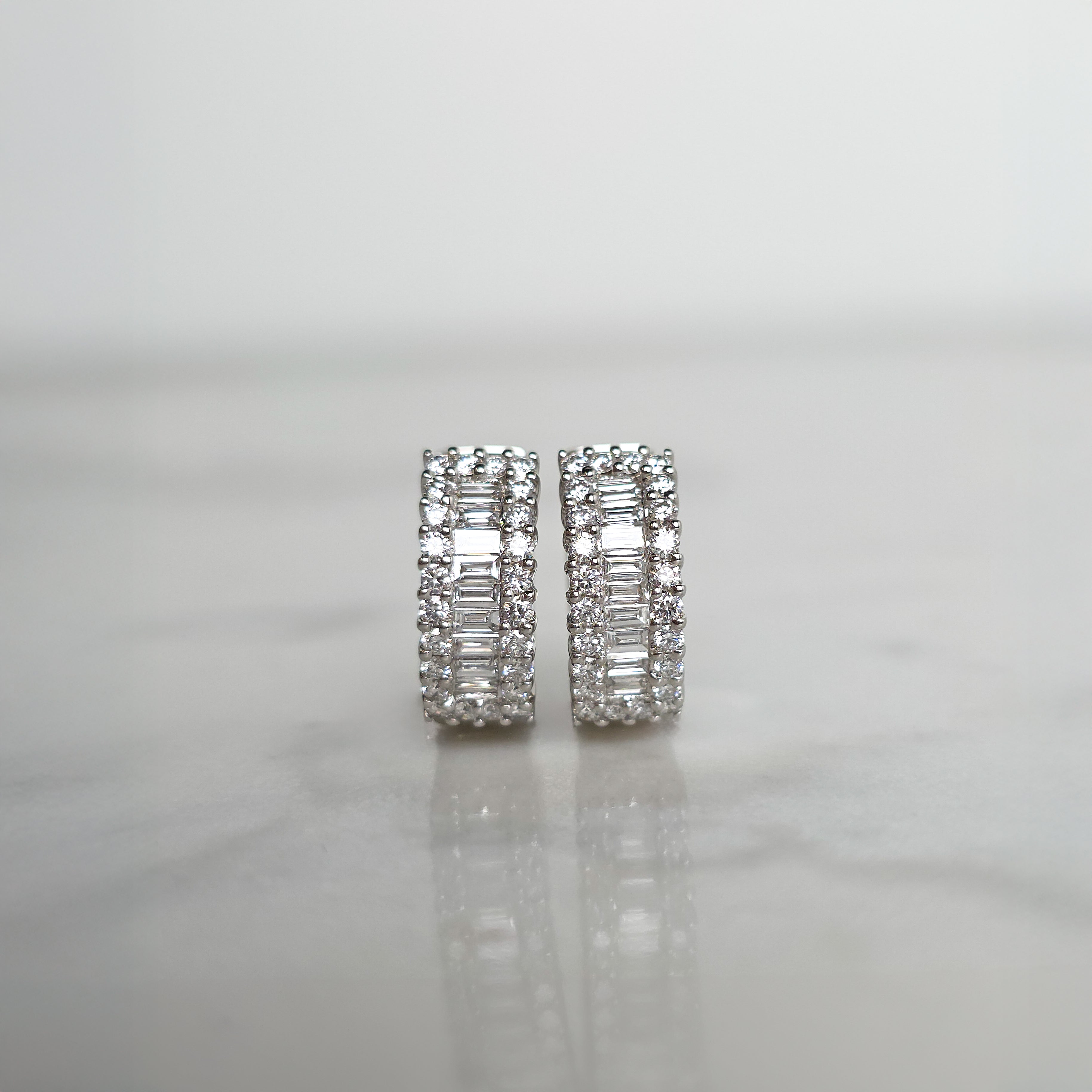 Baguette Diamond Huggies