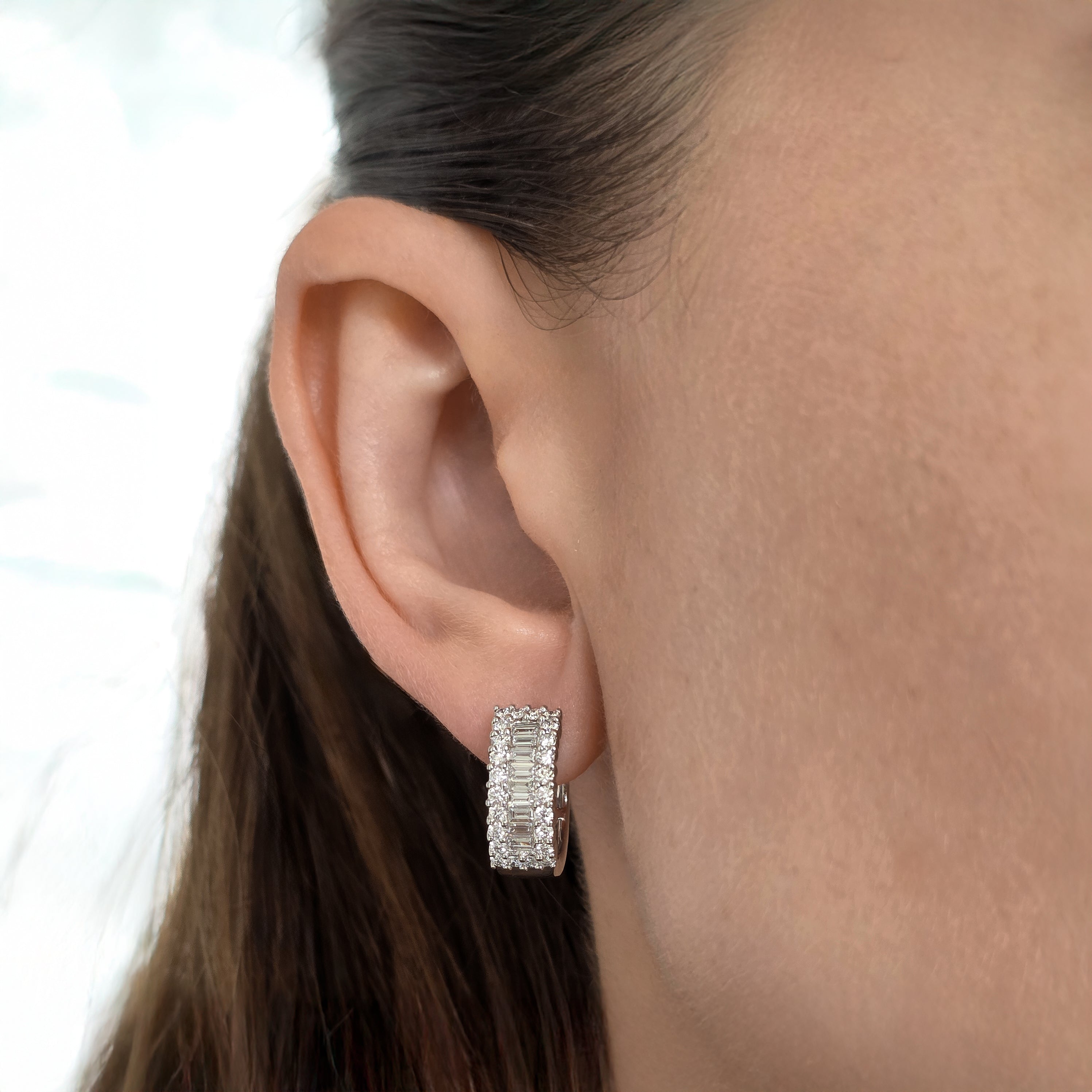 Baguette Diamond Huggies