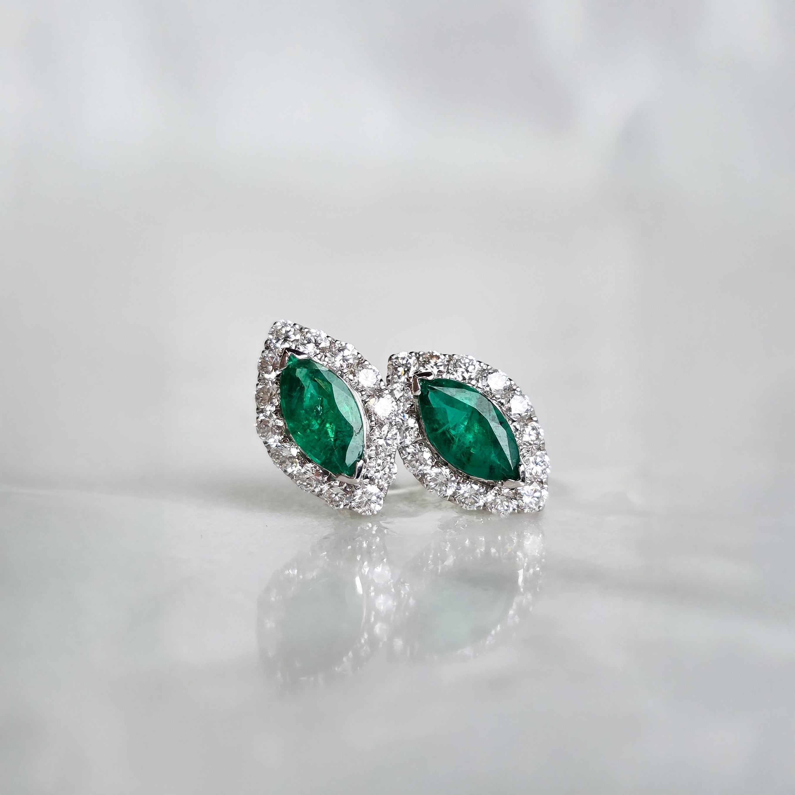 Marquise Emerald & Diamond Earrings