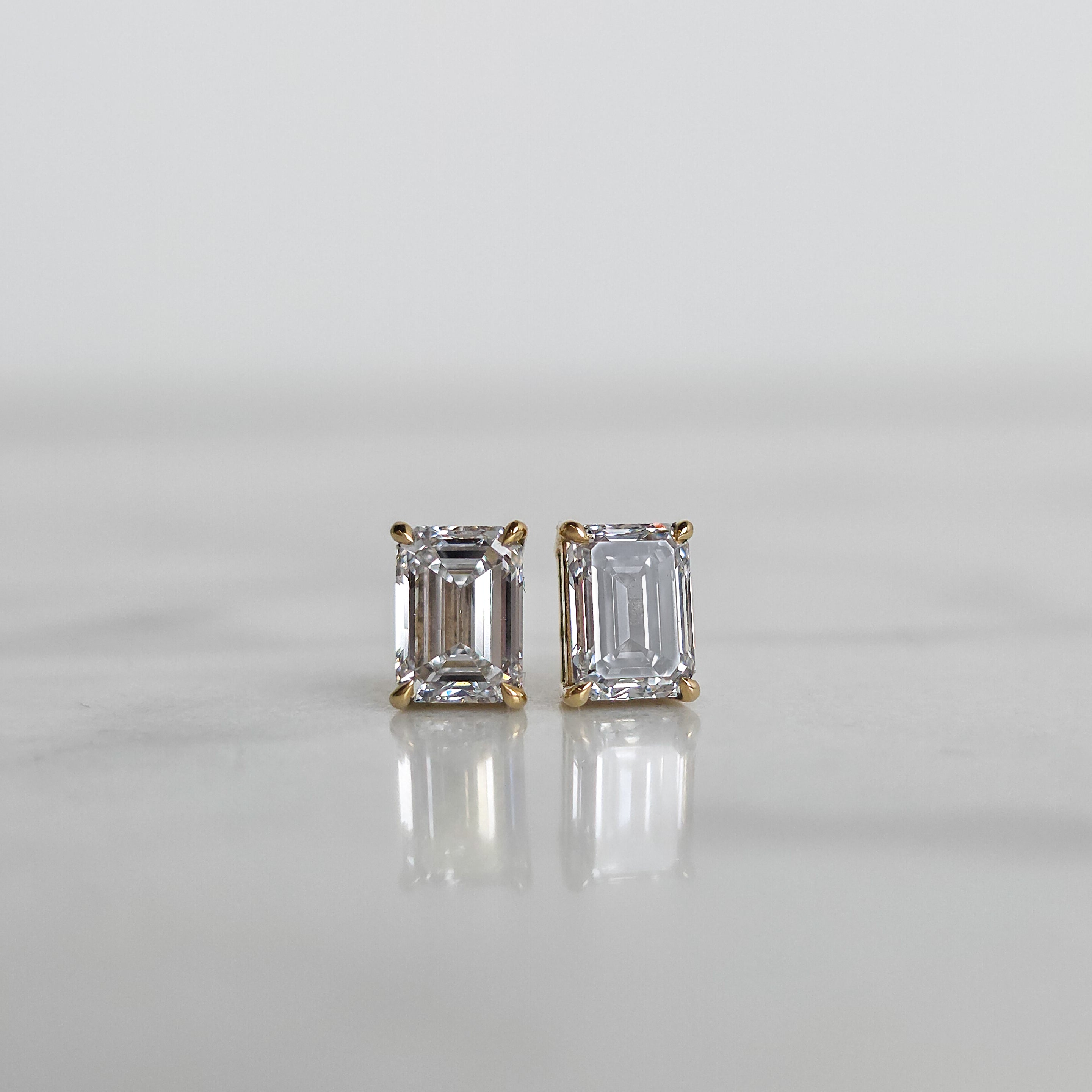 Emerald Cut Diamond Studs