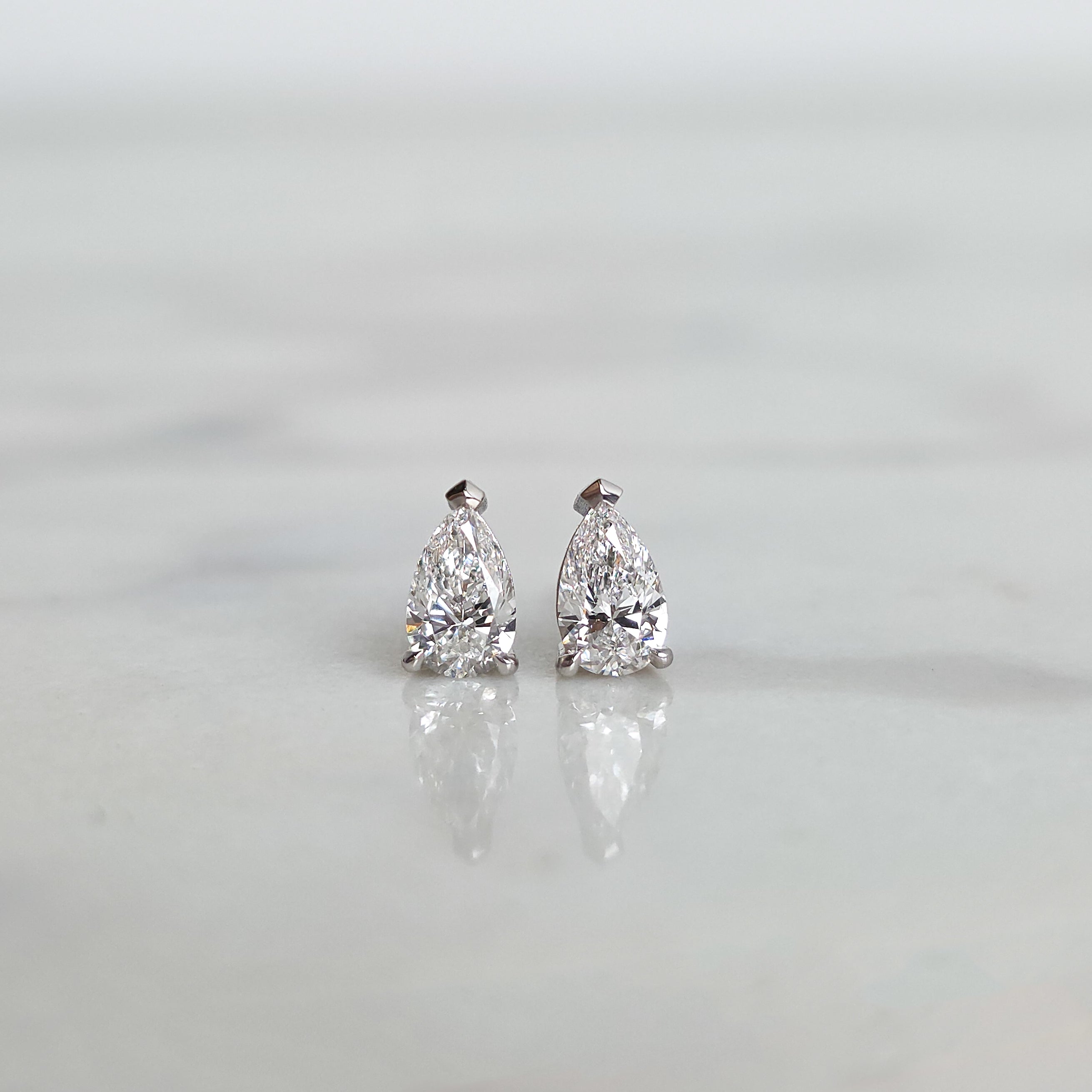 Pear Diamond Solitaire Studs