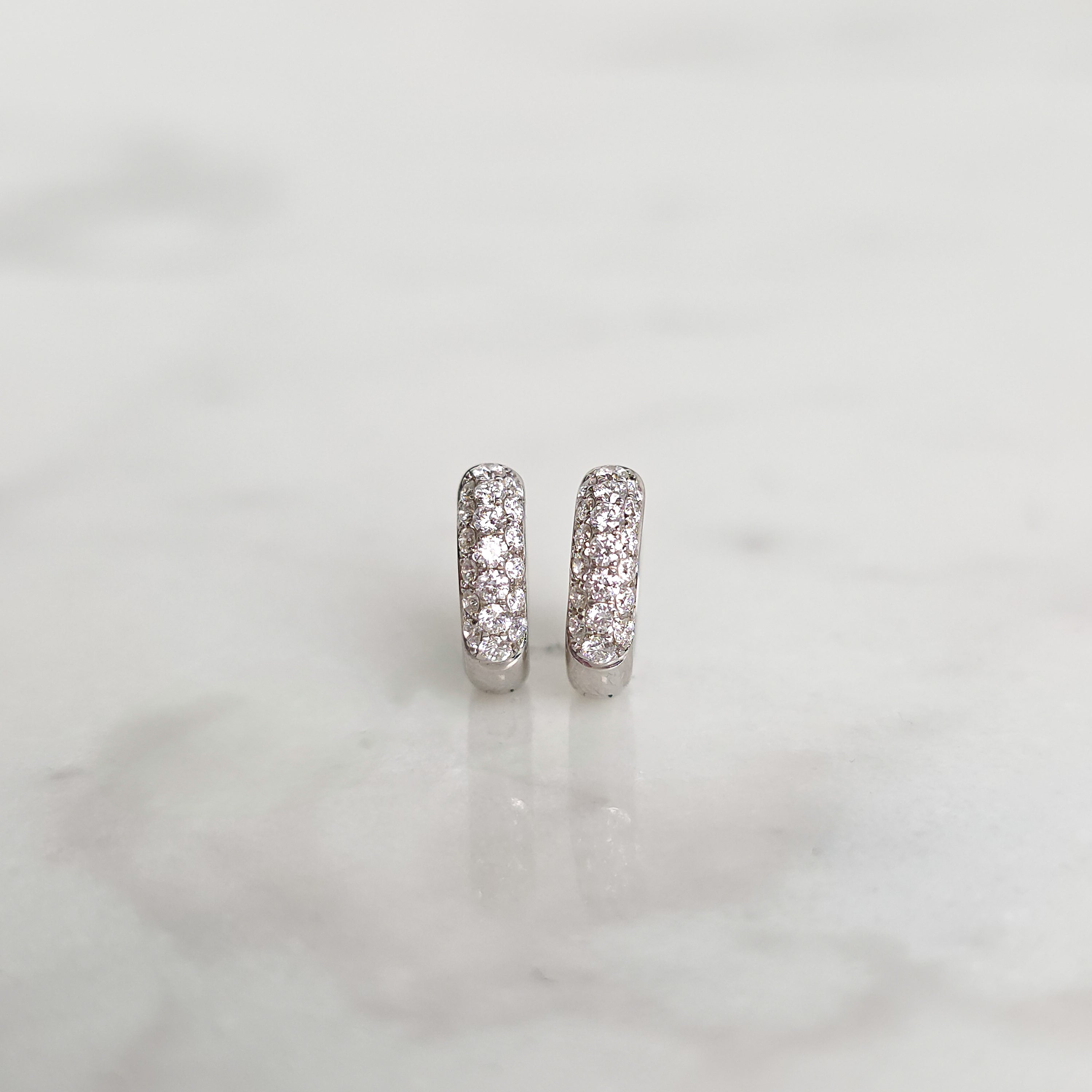 White Gold & Diamond Huggies - 3 Row (Small)