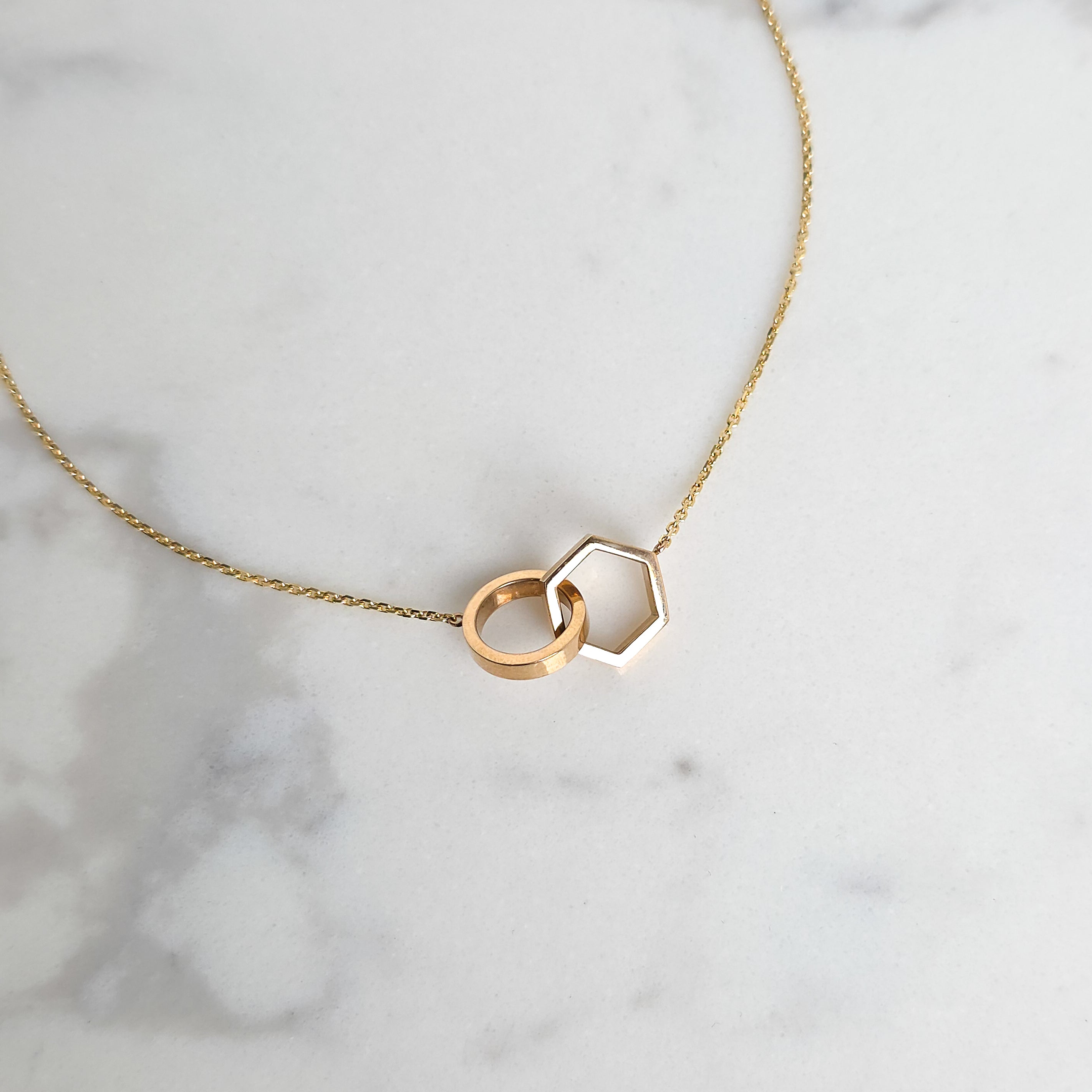 Interlocking Circle & Hexagon Necklace