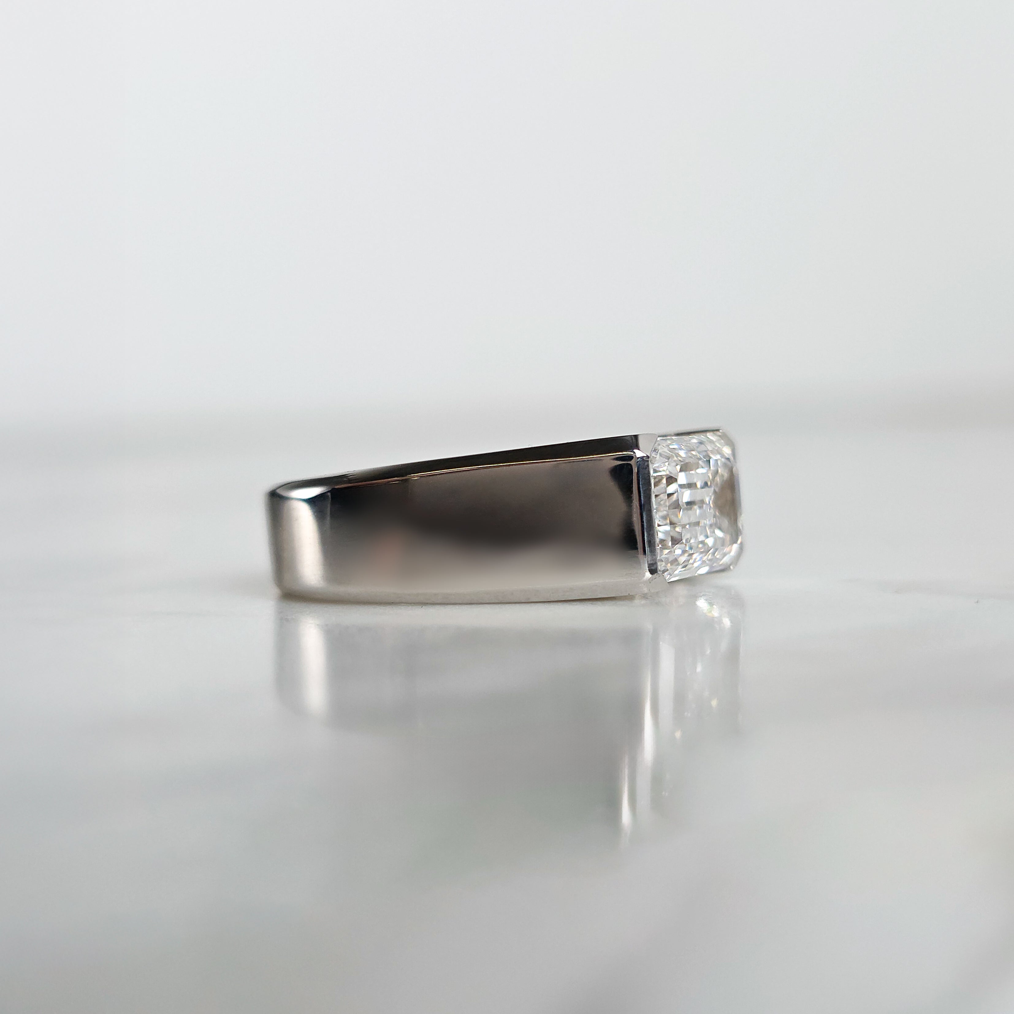 Half Bezel Signet Ring - Emerald Cut