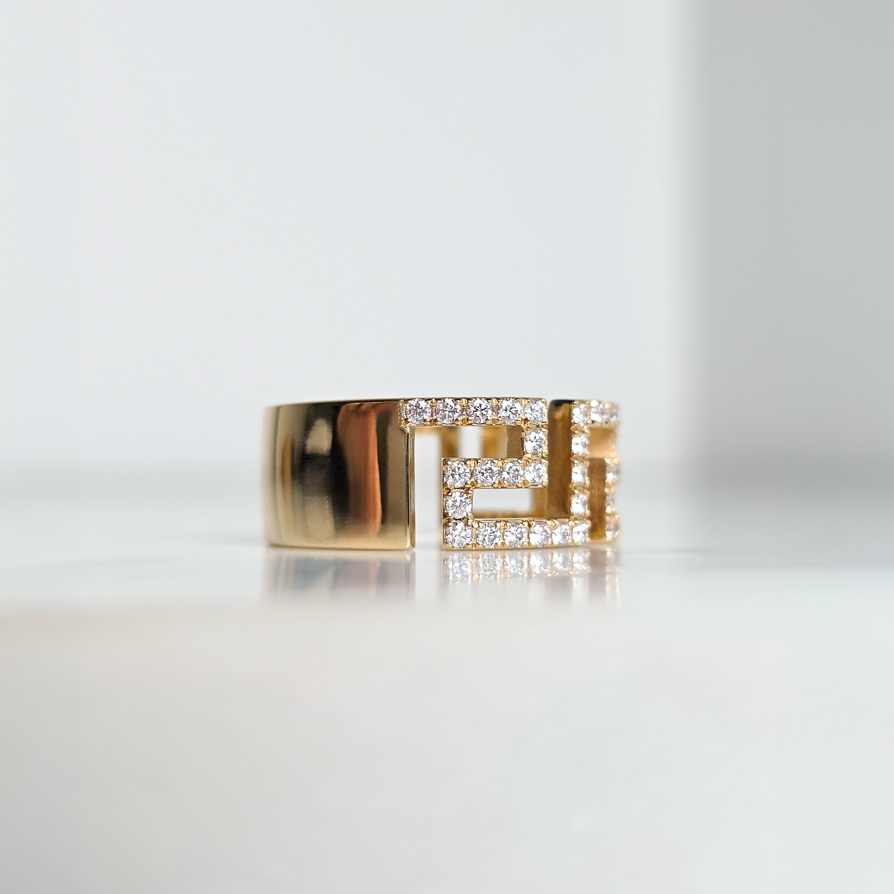 Greek Key Diamond Ring