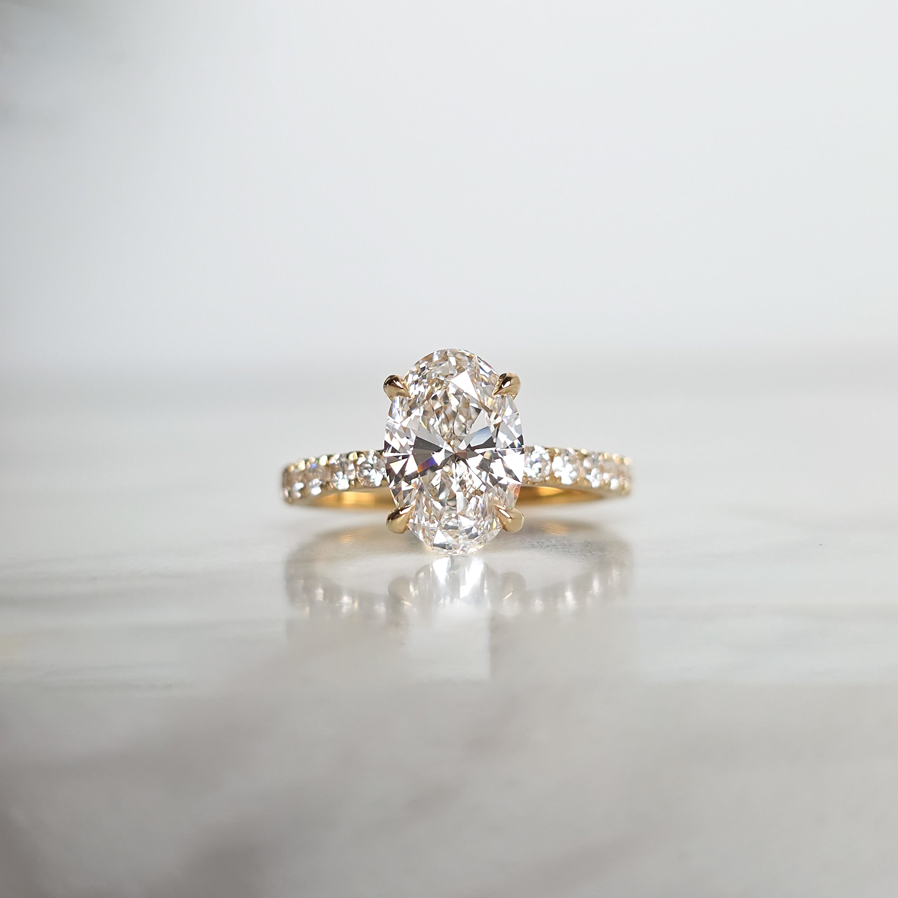 Oval Cut Engagement Ring with Diamond Band - 2.78cttw