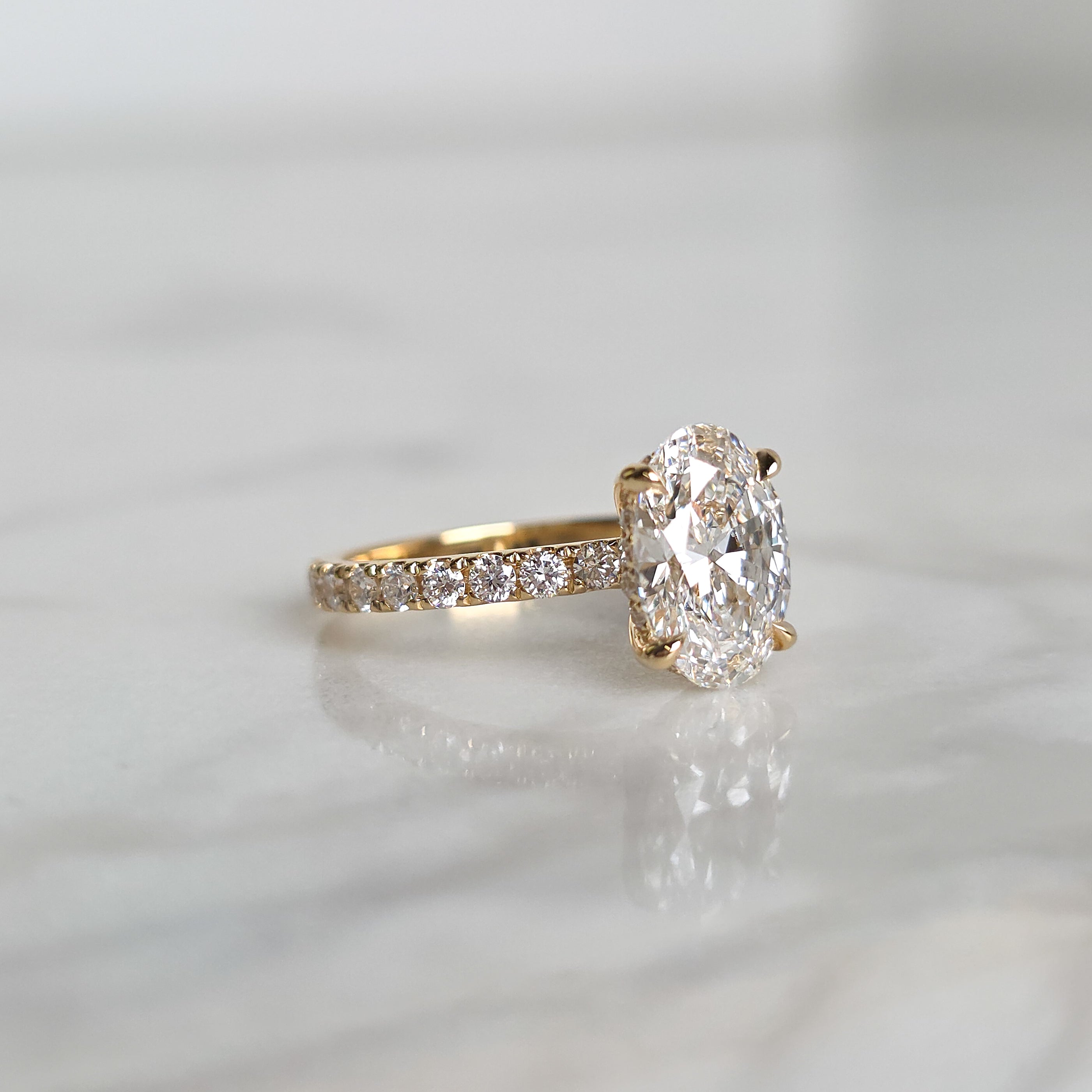 Oval Cut Engagement Ring with Diamond Band - 2.78cttw