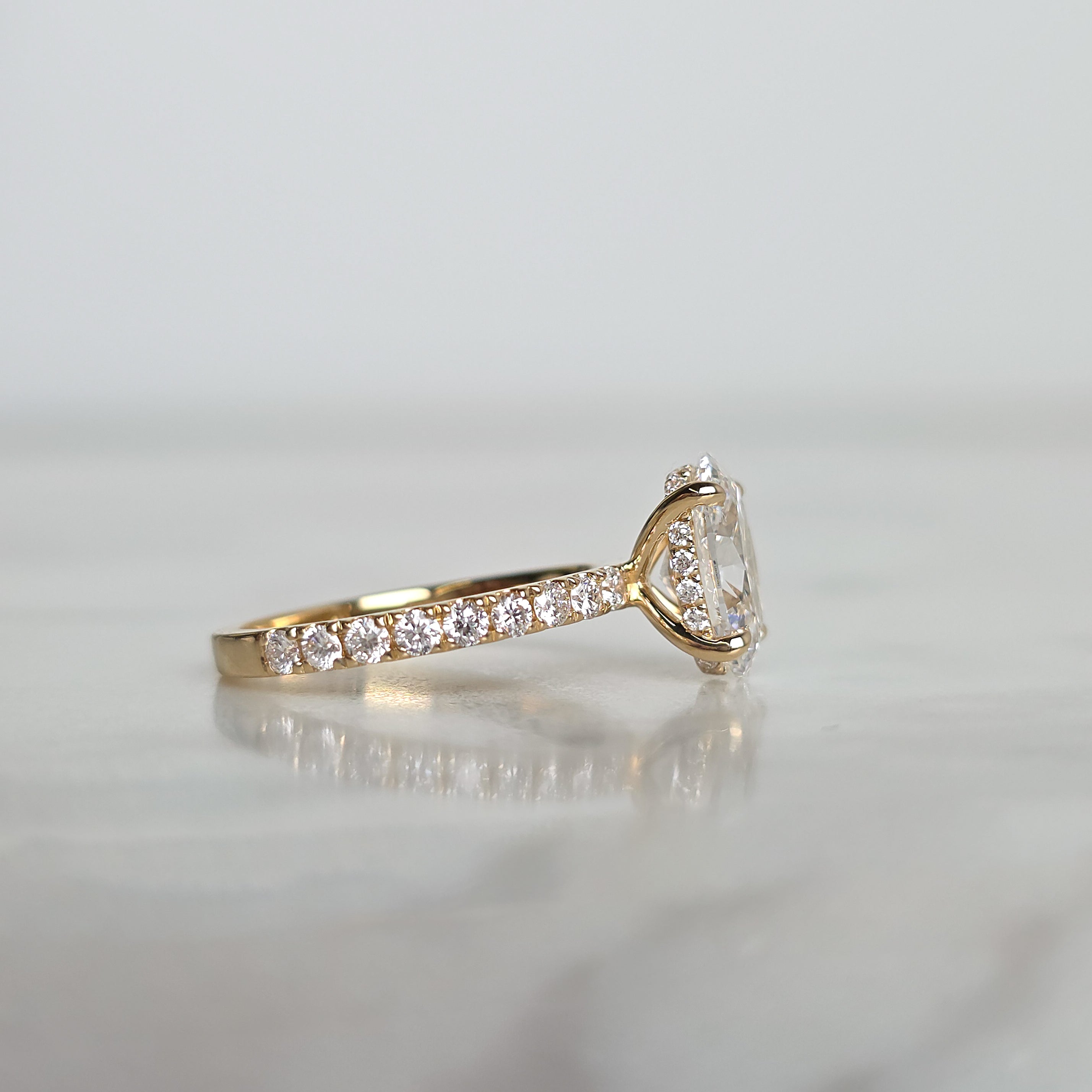 Oval Cut Engagement Ring with Diamond Band - 2.78cttw