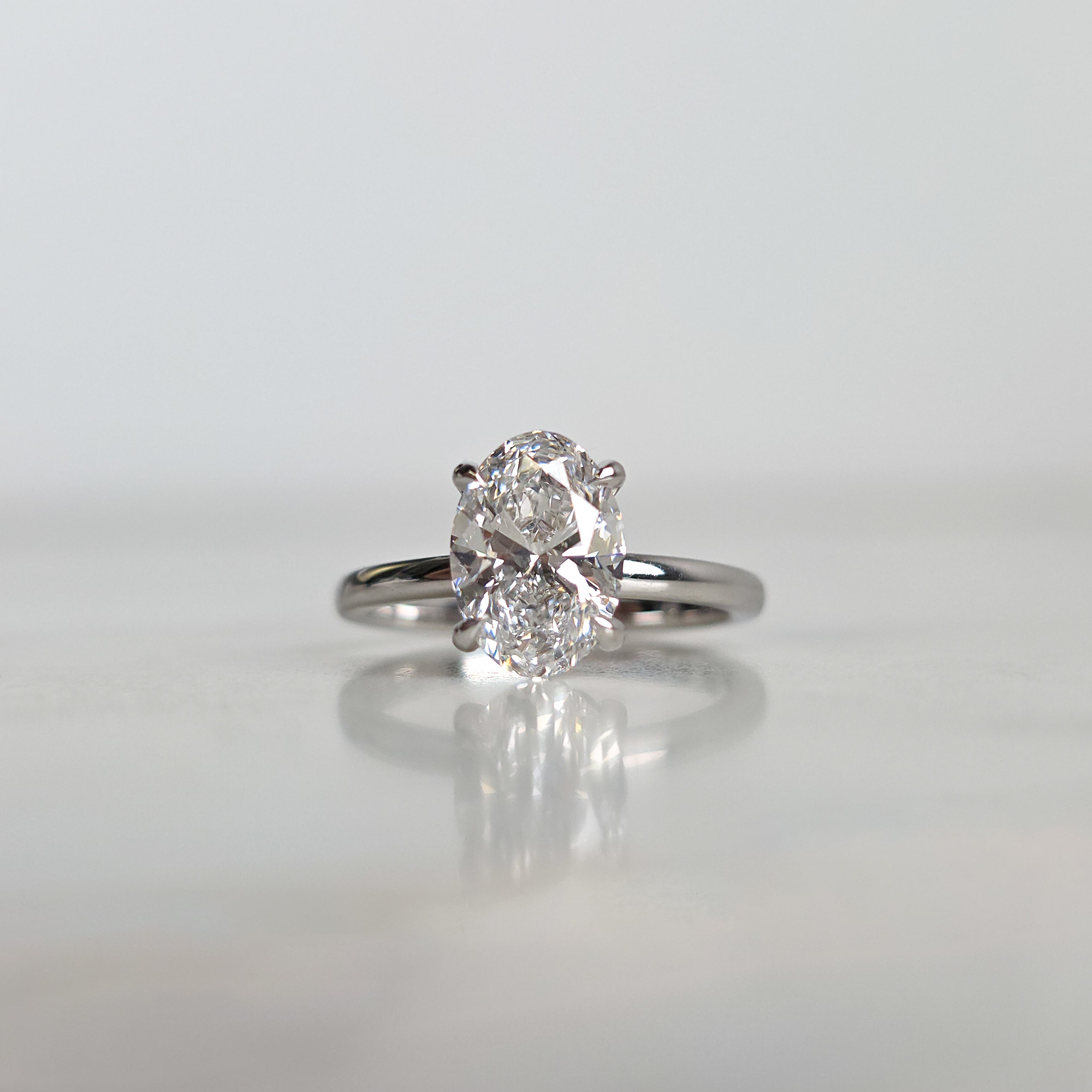 Oval Cut Engagement Ring with Hidden Halo - 2.13cttw