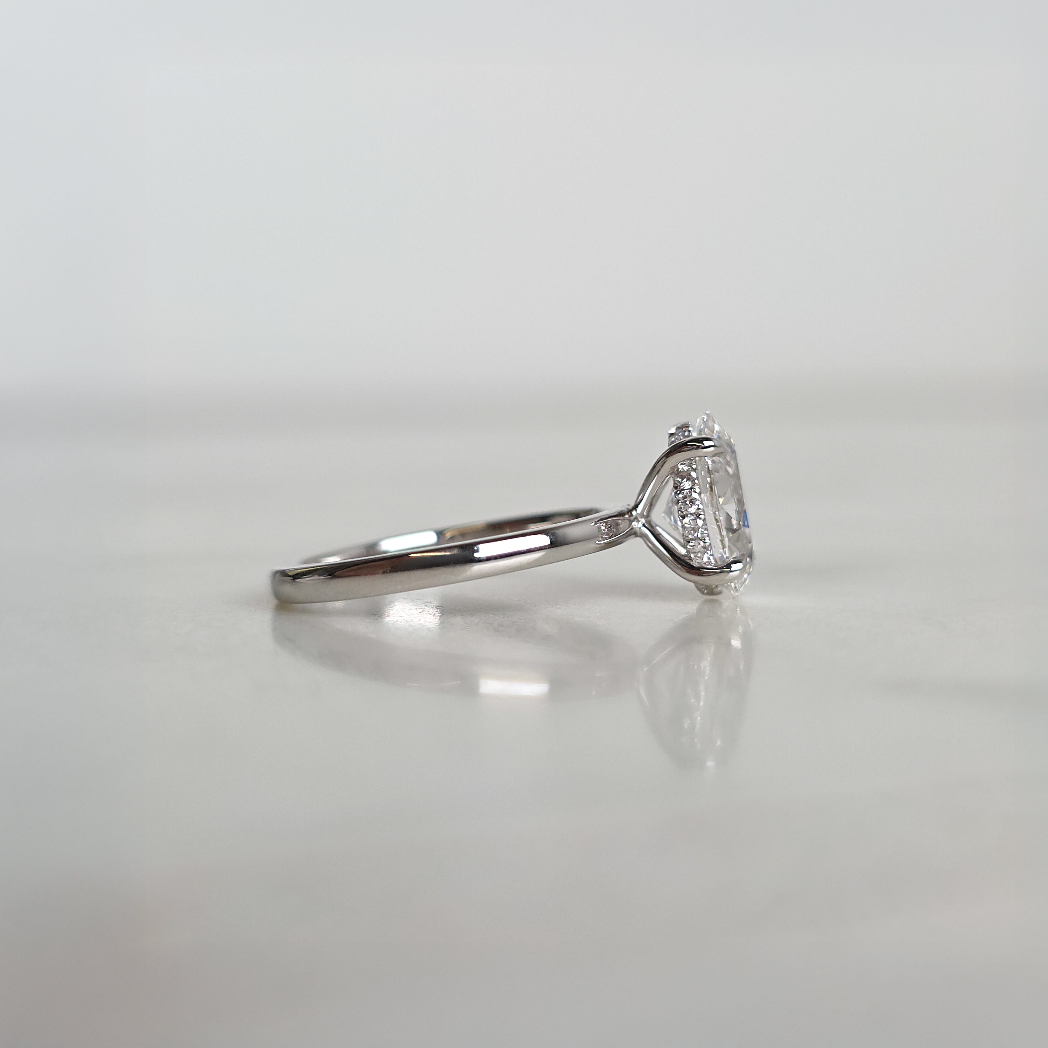 Oval Cut Engagement Ring with Hidden Halo - 2.13cttw