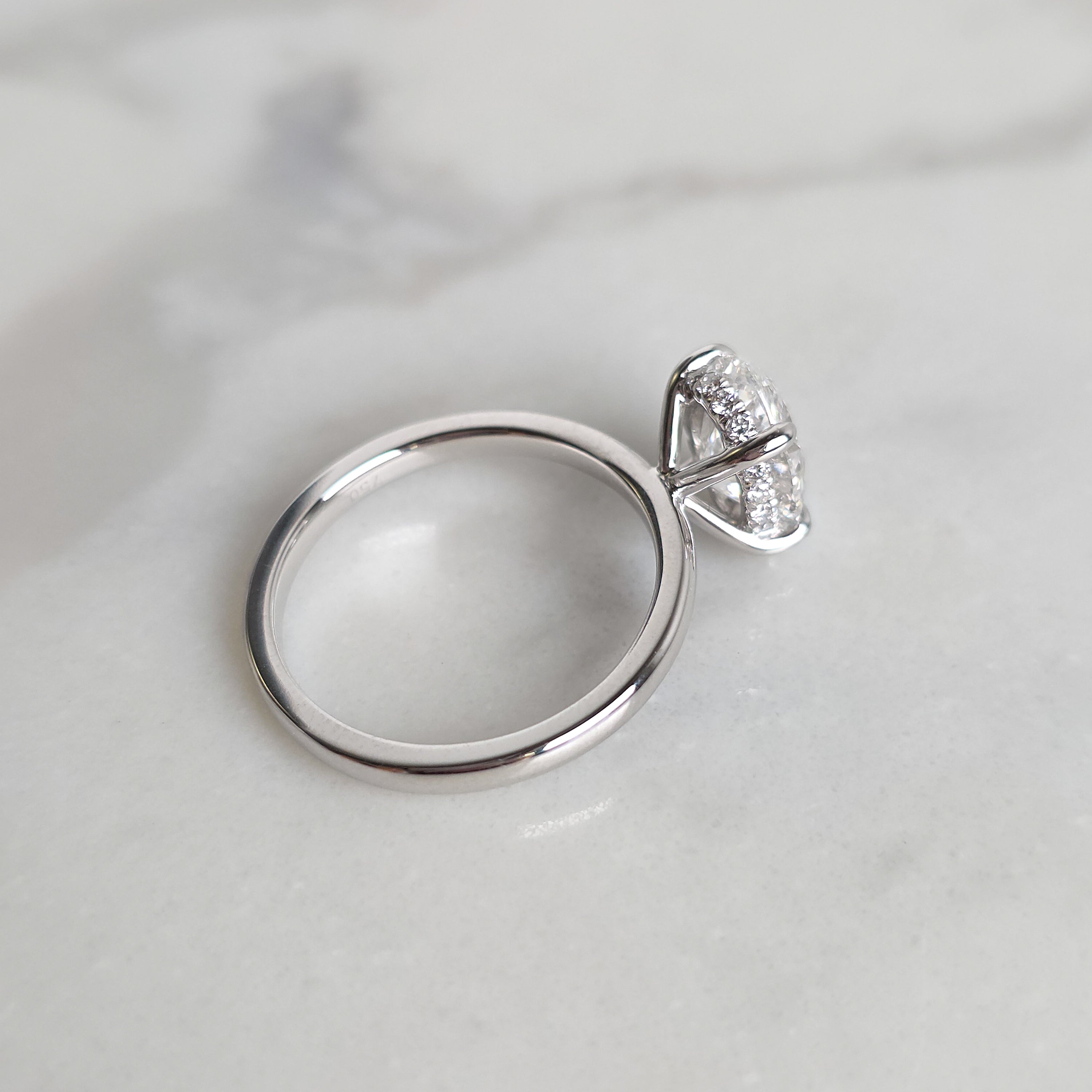 Oval Cut Engagement Ring with Hidden Halo - 2.13cttw