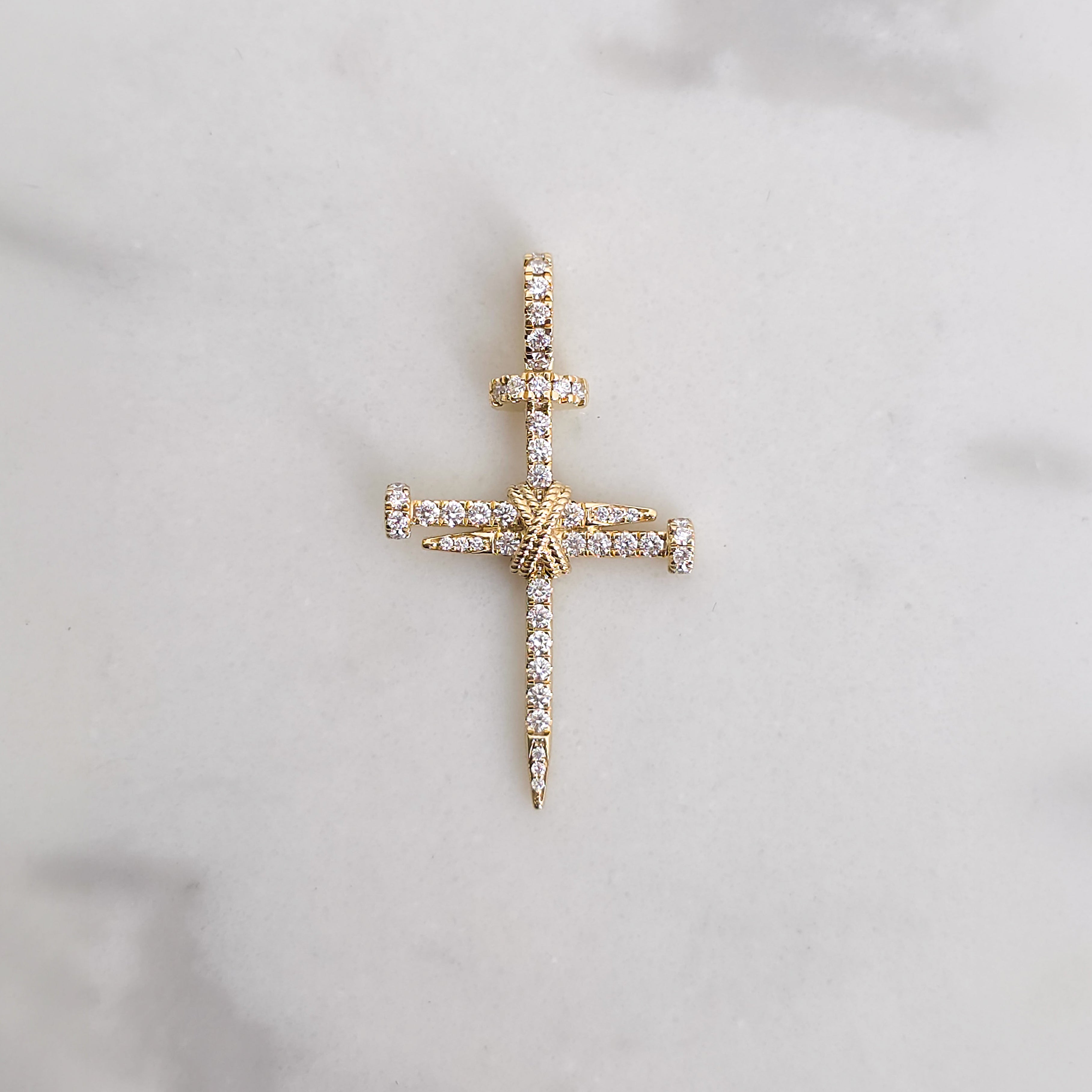 Small Diamond Nail Cross - Yellow Gold