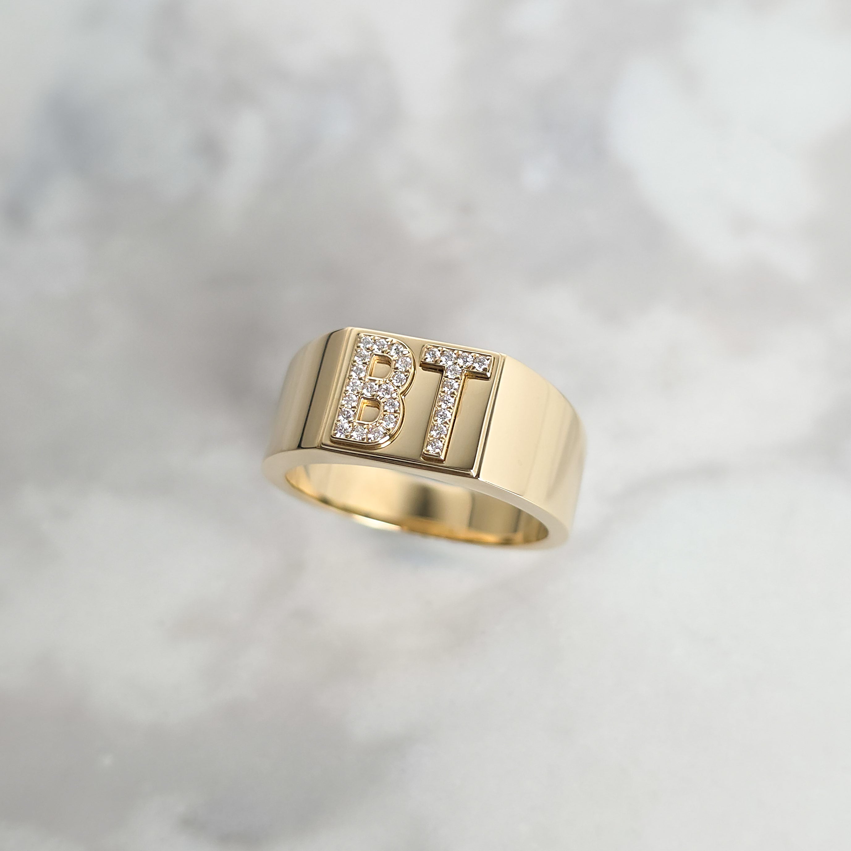 Custom │ Classic Diamond Initial Signet Ring