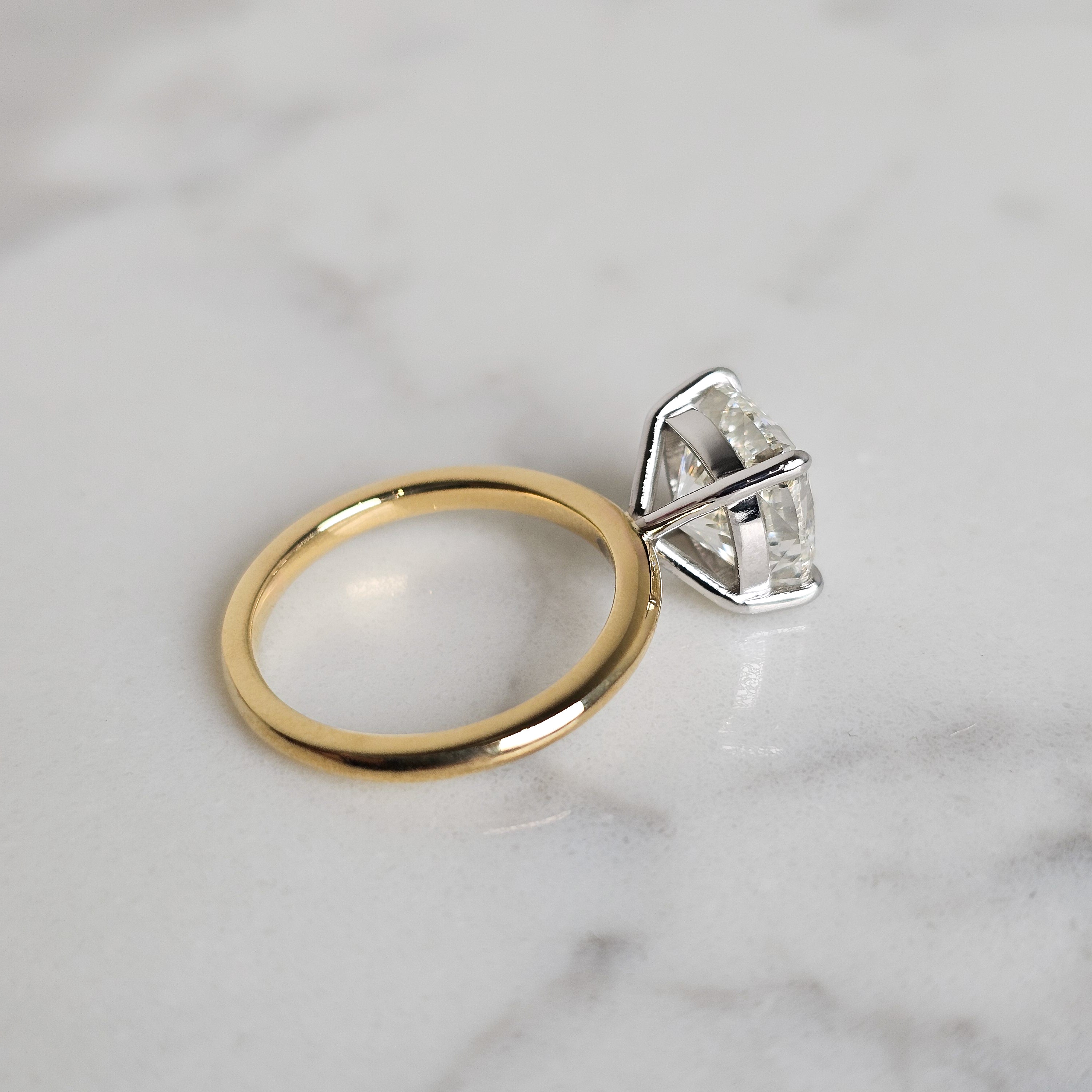 Cushion Cut Solitaire Ring 3.50ct Diamond in a two tone setting