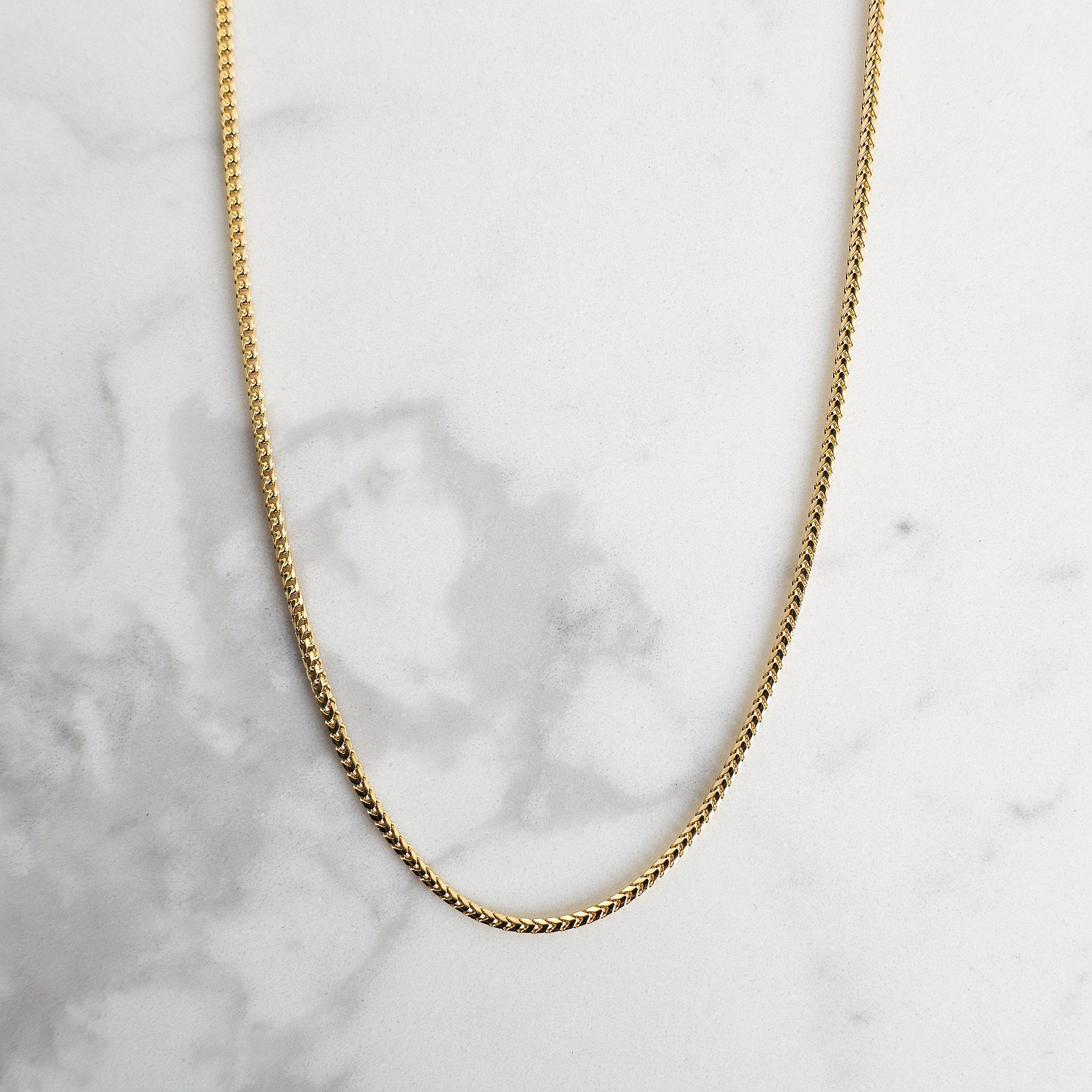 2mm franco link chain in yellow gold