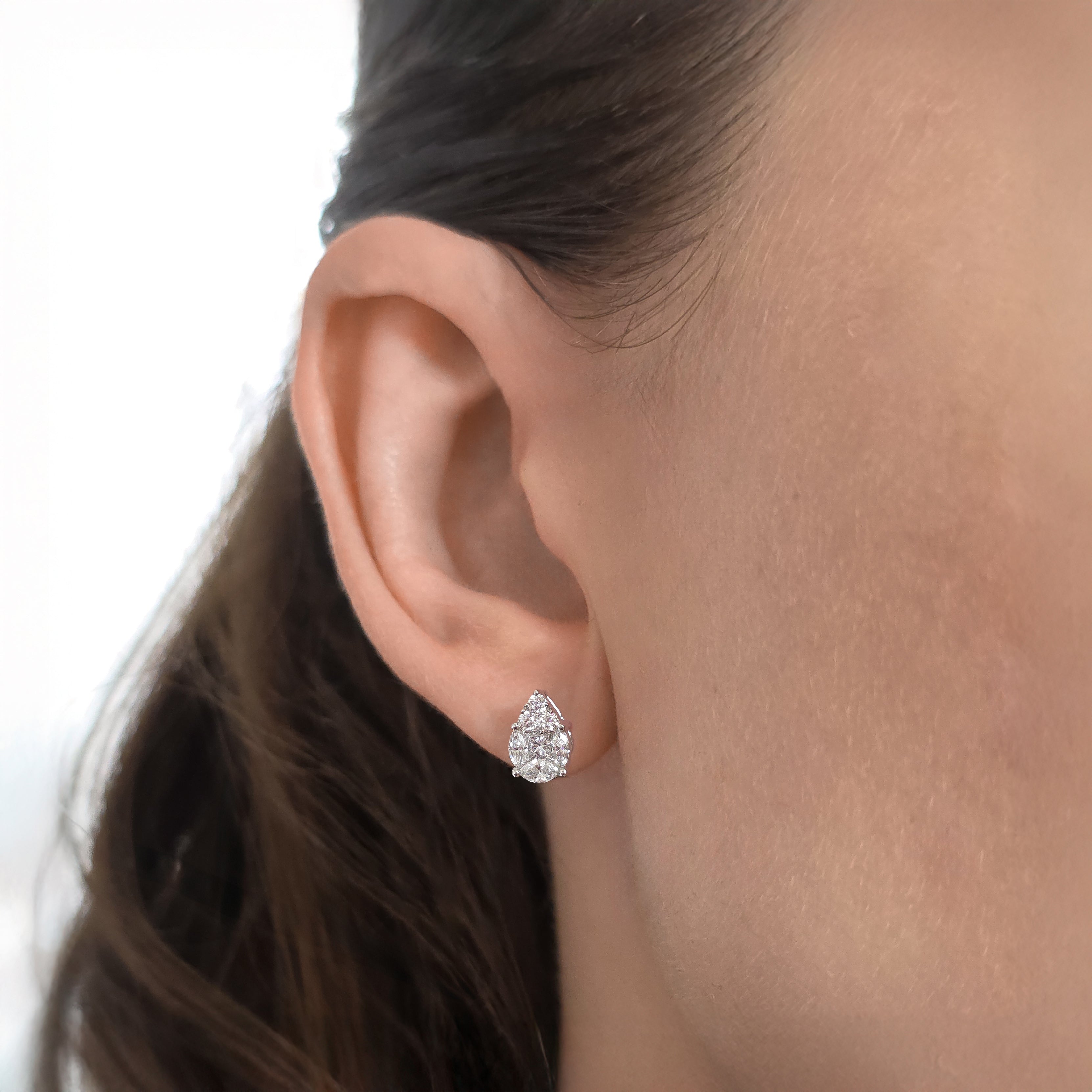 Pear Shape Illusion Diamond Studs