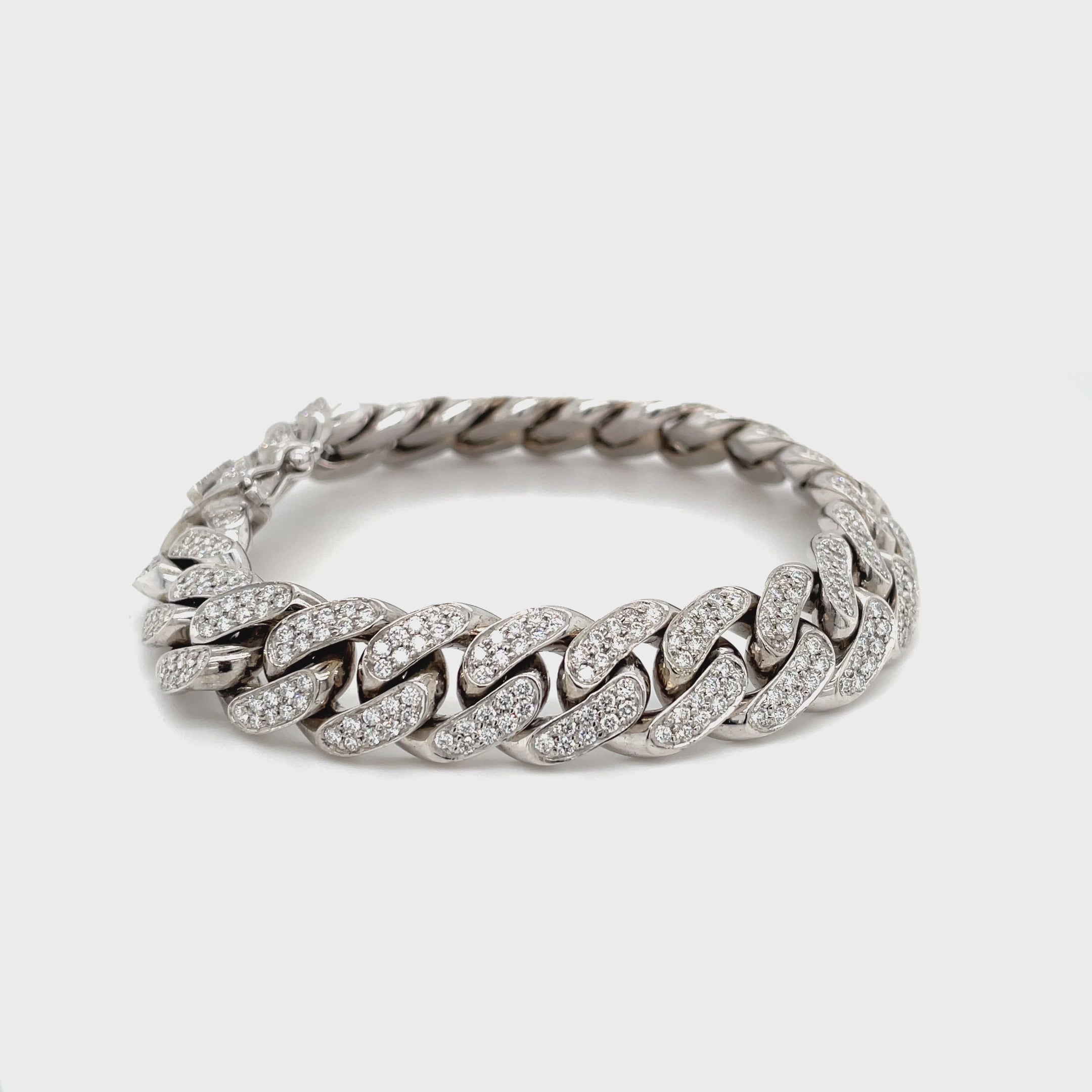 white gold mens cuban bracelet with diamonds iced out