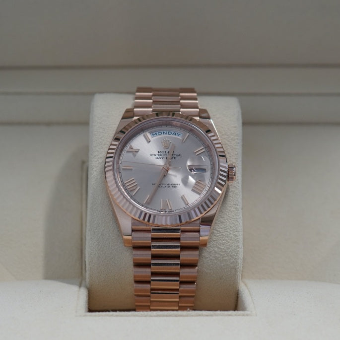 Rolex day date 40 rose gold sundust on sale dial