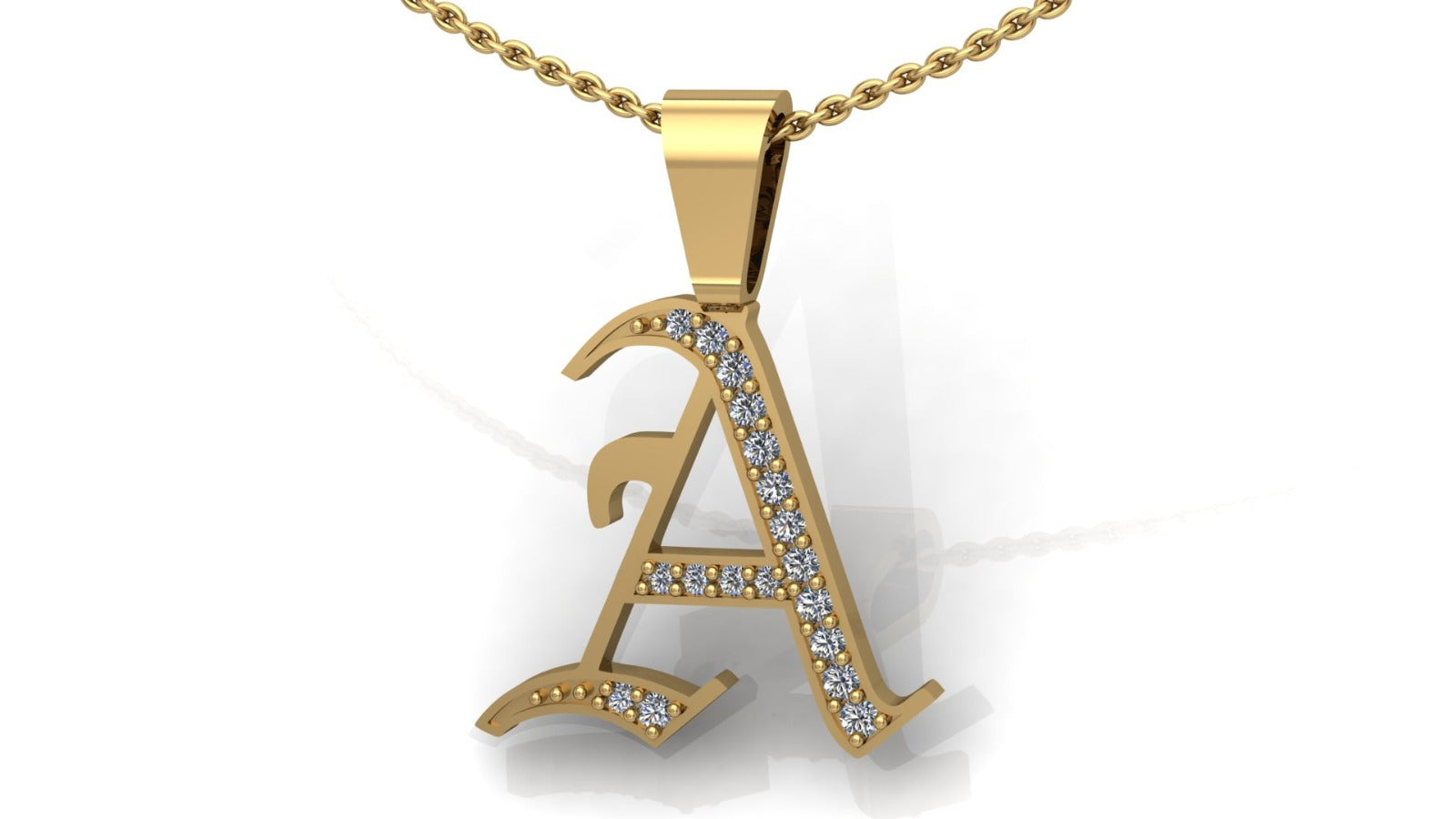 Old English Initial Diamond Pendant - Heavy