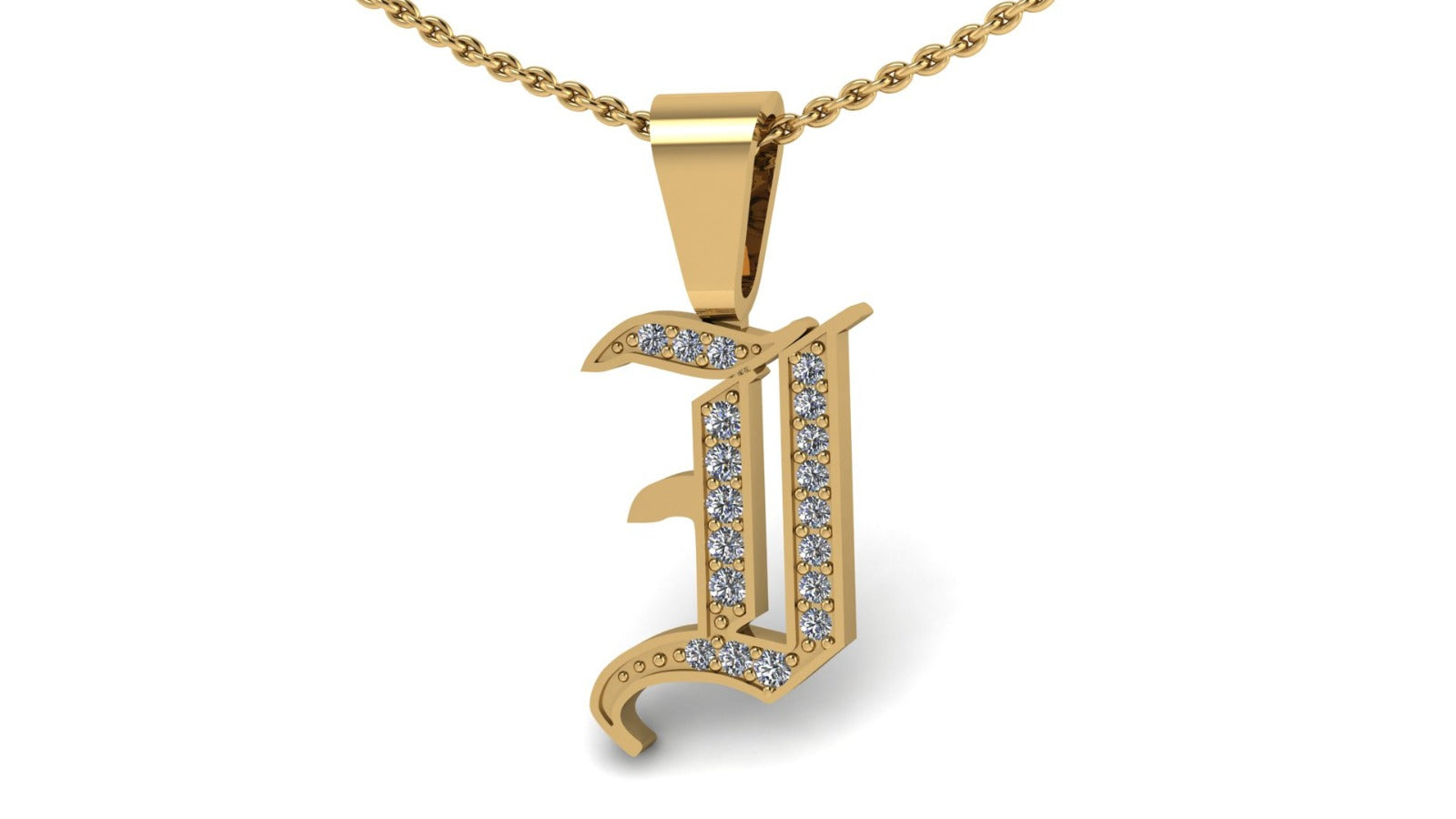 Old English Initial Diamond Pendant - Heavy