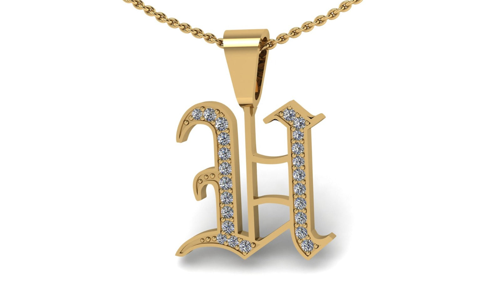 Old English Initial Diamond Pendant - Heavy
