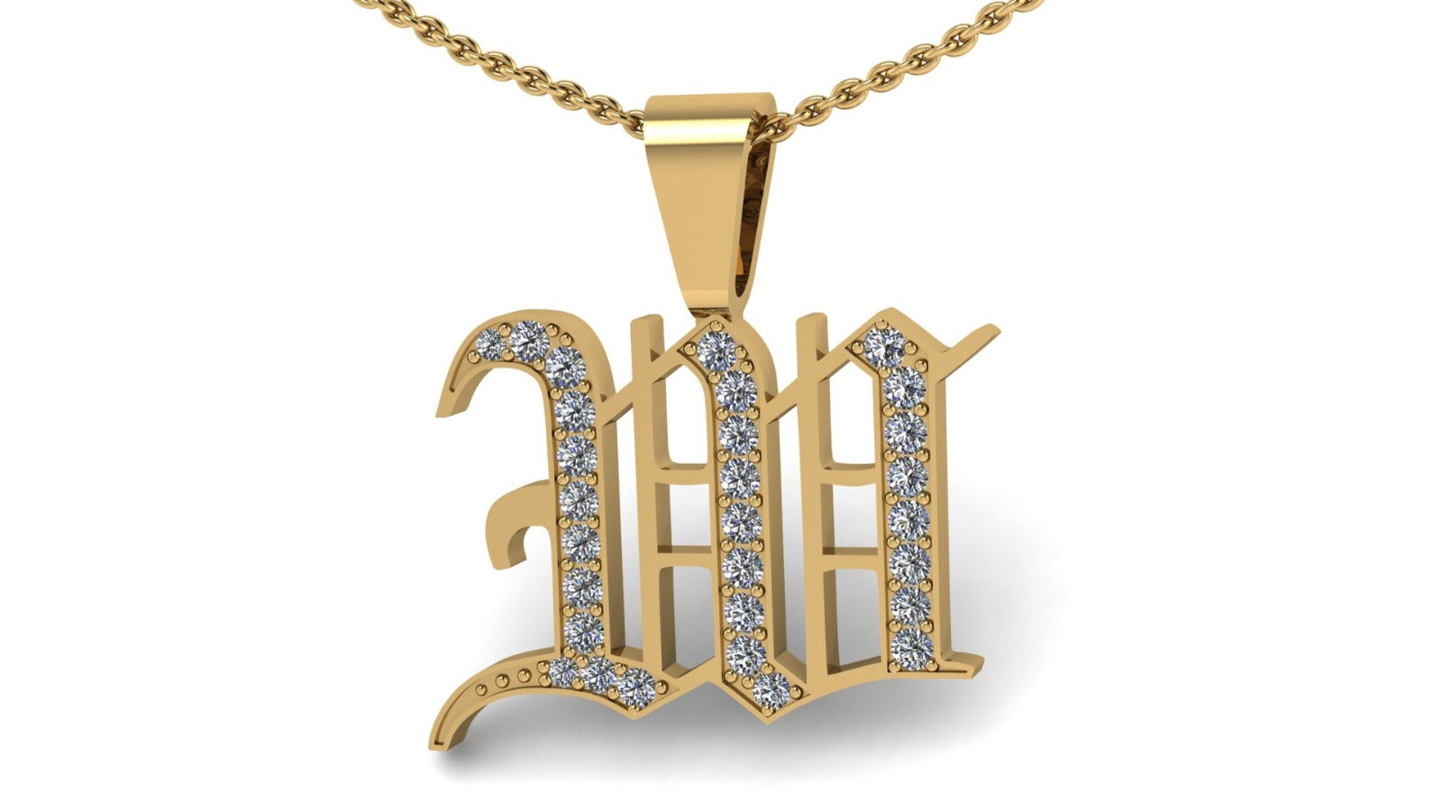 Old English Initial Diamond Pendant - Heavy
